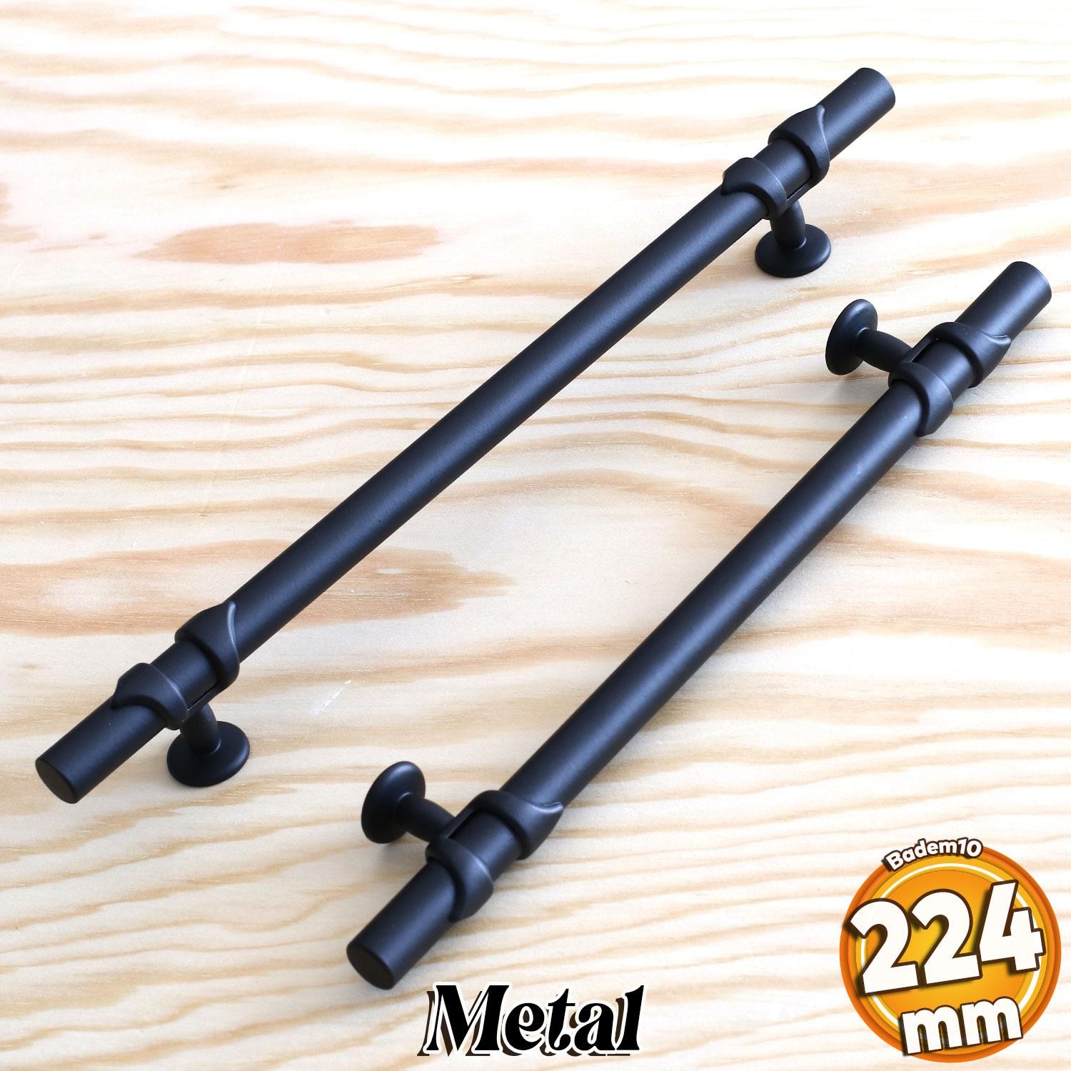 Maça Siyah Metal Kulp 224 mm-22.4 cm Mobilya Mutfak Çekmece Dolabı Dolap Kulpları Kulbu Kulpu