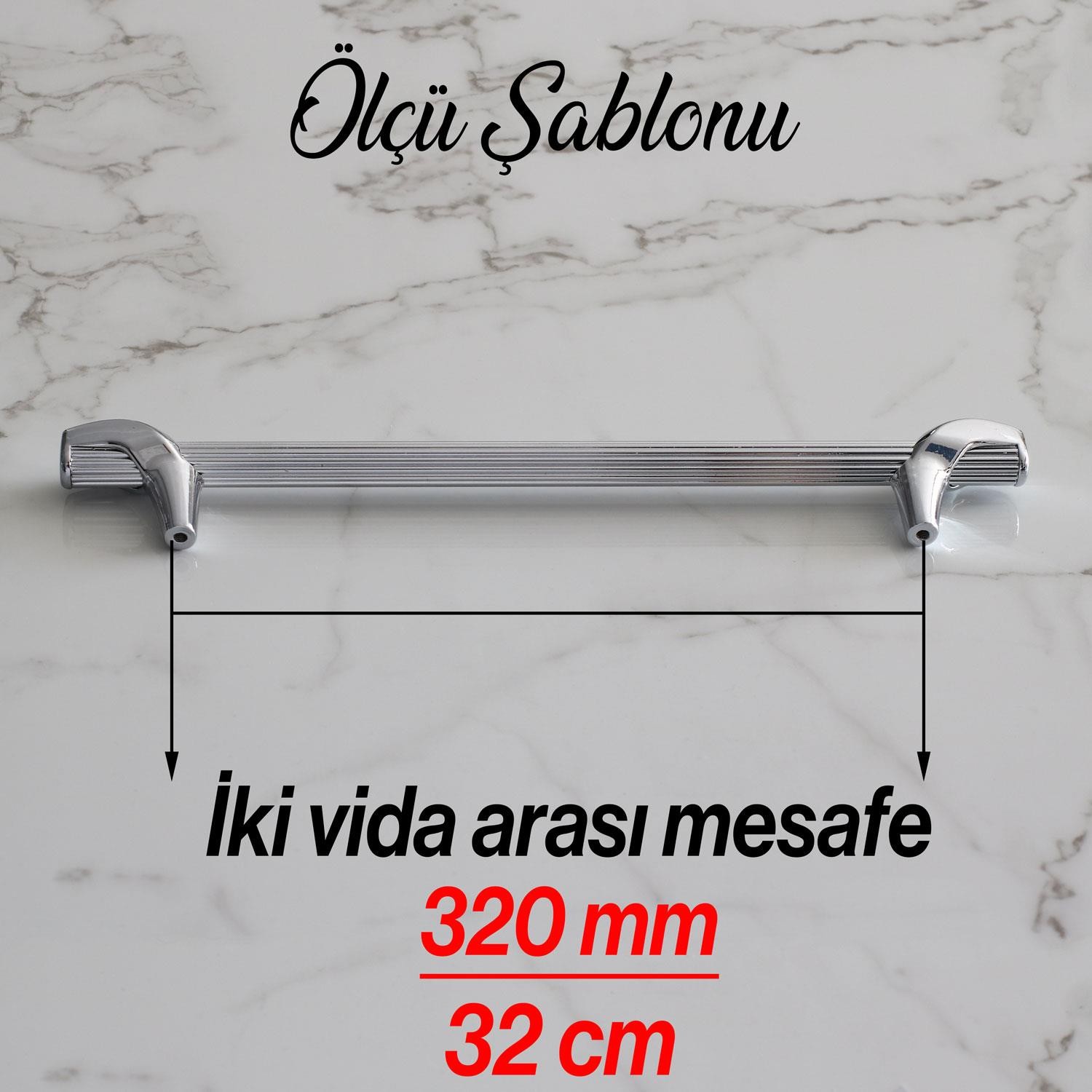 Duru 320 mm Metal Kulp Mobilya Mutfak Dolabı Dolap Çekmece Kulpları Kapak Kulbu Kulpu Krom Renk