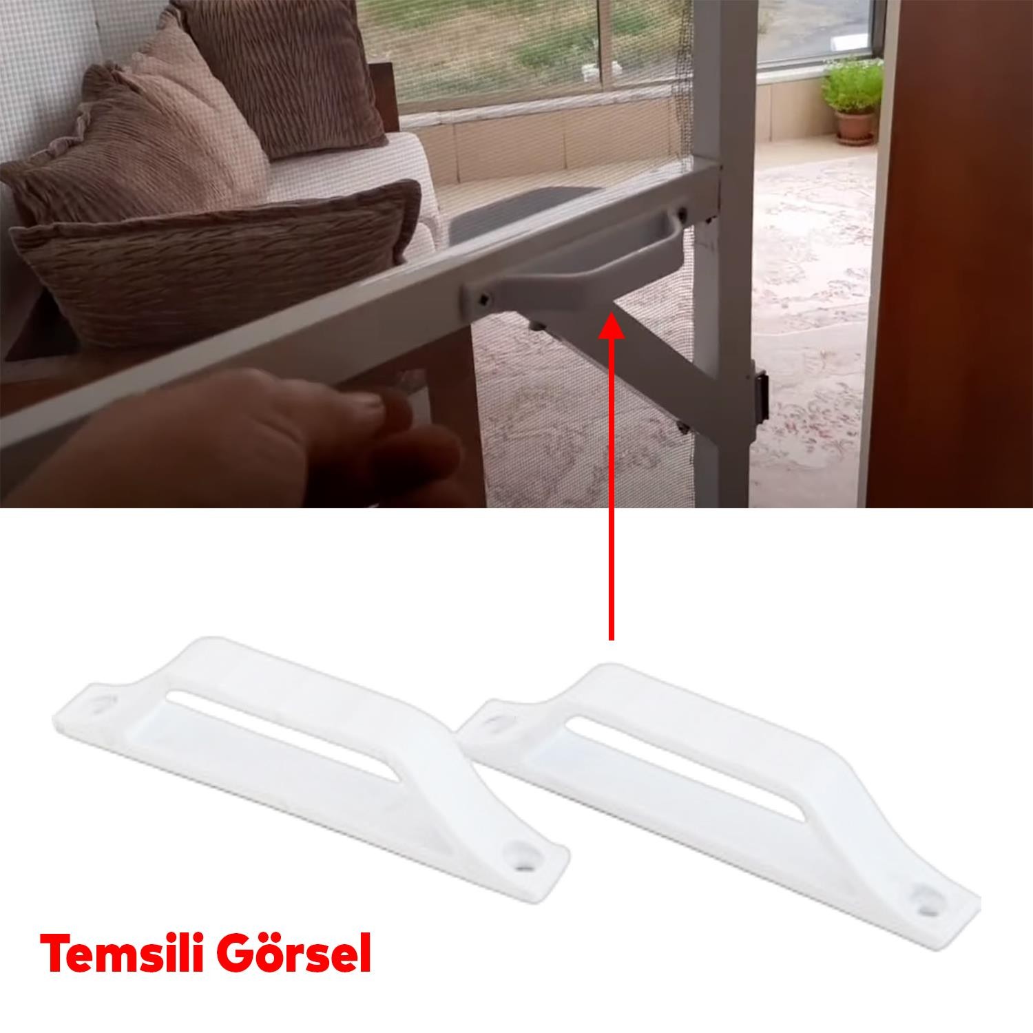 Pimapen PVC Pencere Kapı Sineklik Kolu Plastik D Tutucu Tutamağı 2 Adet