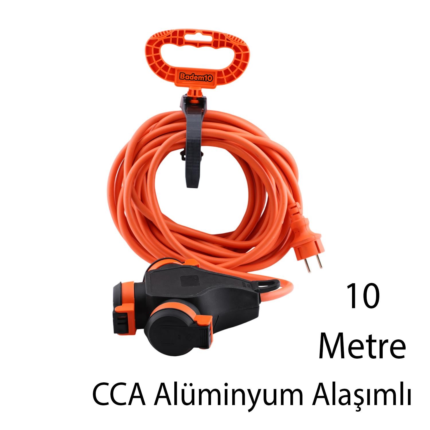 Bylion Monofaze Çoğaltıcı Seyyar Topraklı 3'lü Grup Priz Fiş 10 Metre CCA Kablo Uzatma Kablosu 3x1.5 mm