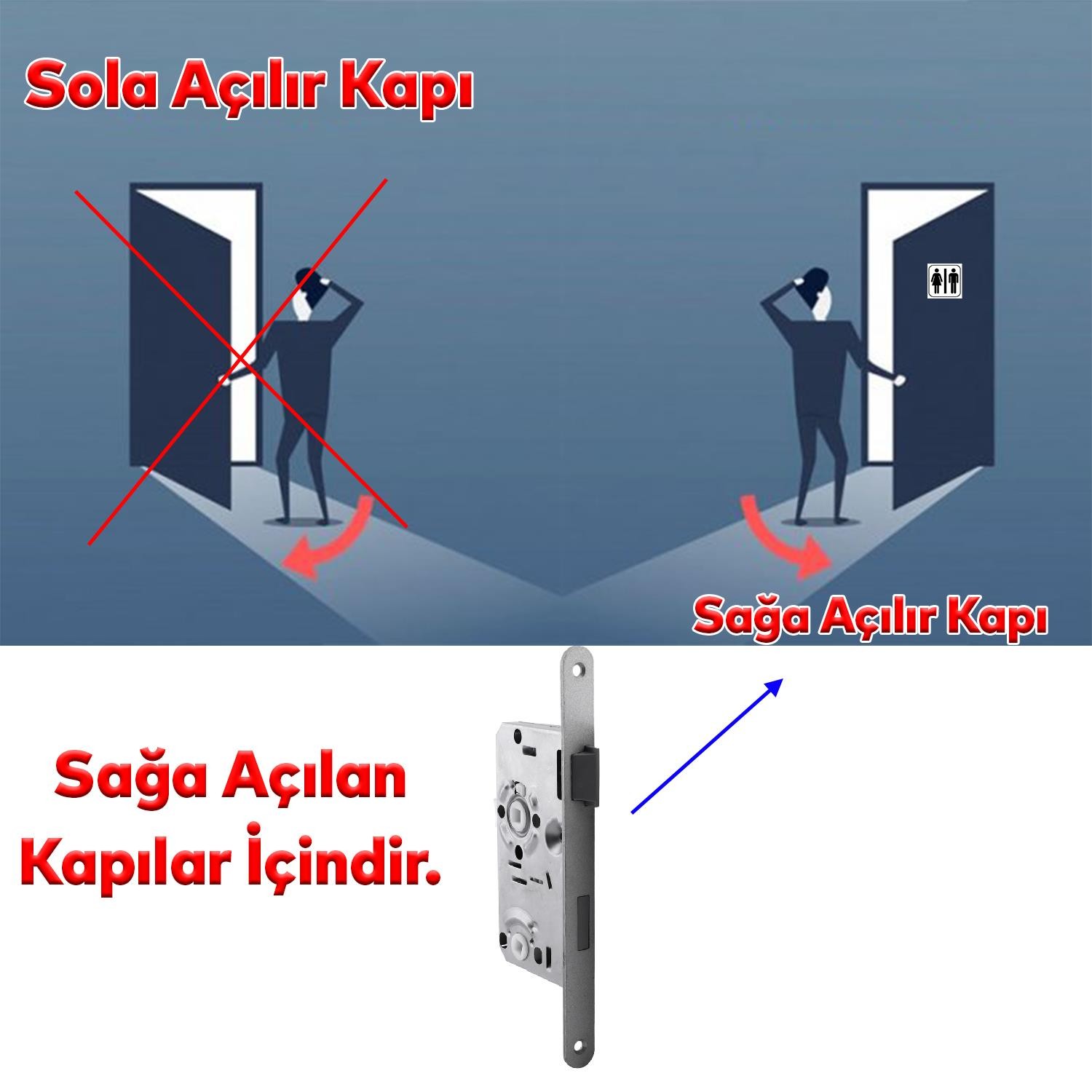 Kapı PVC Ahşap WC Banyo Gömme Sol Kilit Gövde Kilidi Silindirsiz Barelsiz Kilitli Kapılar İçin 