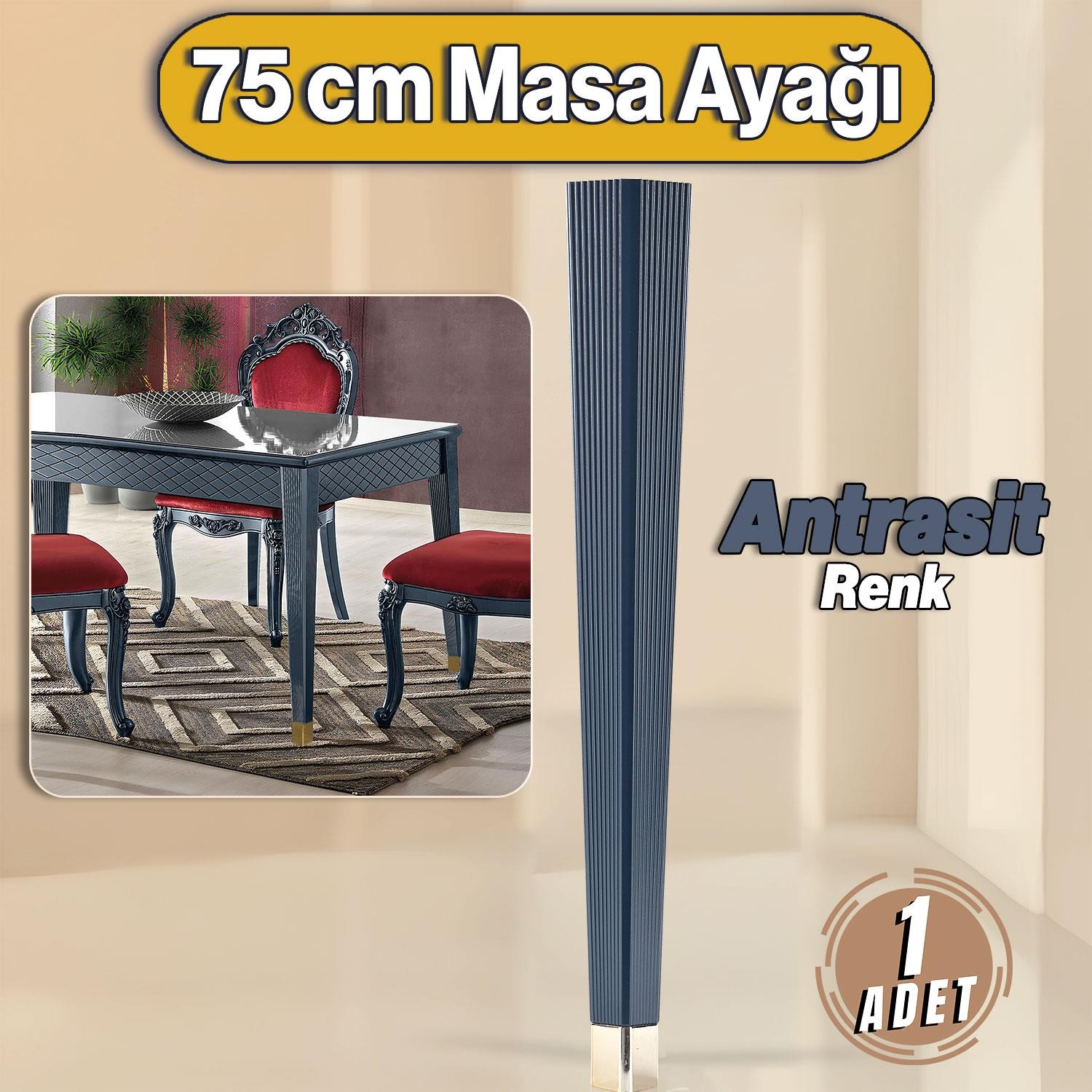 Elit Masa Dresuar Ayağı 75 cm Plastik Antrasit Gri Ayak Mutfak Yemek Masası Mobilya Ayakları