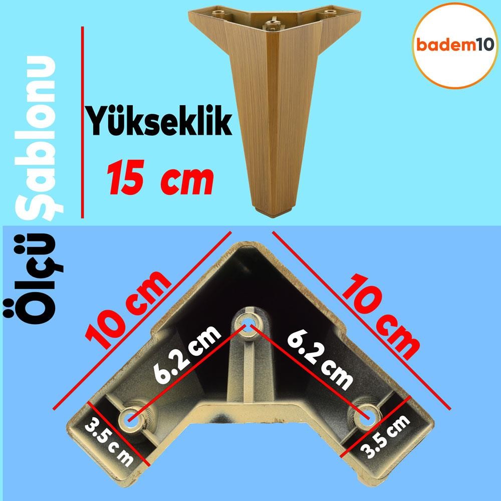 Sedir Lüks Mobilya Kanepe Sehpa TV Ünitesi Koltuk Ayağı 15 cm Ahşap Desenli Kahverengi Baza Ayak