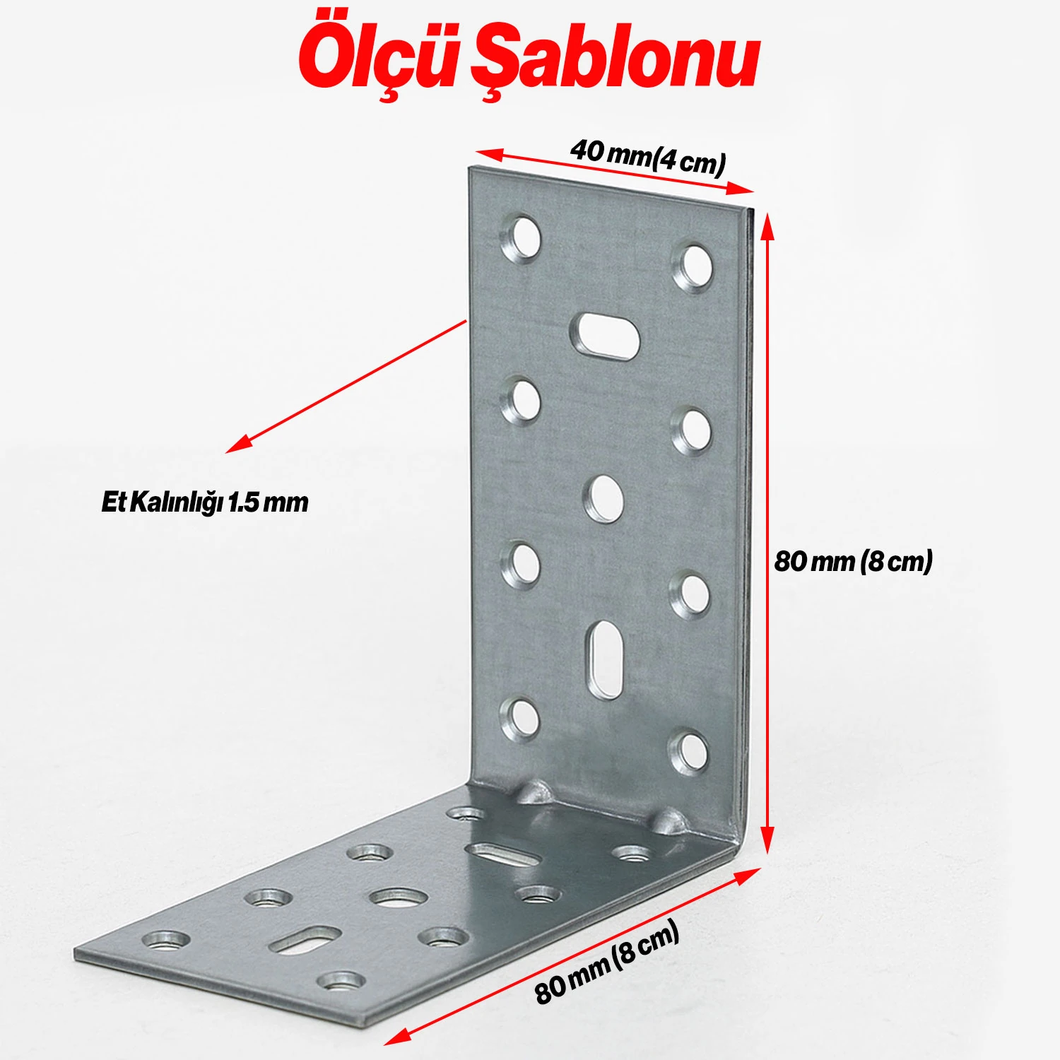 Mobilya Eşya Dolap Duvara Sabitleme Köşebent Bağlantı Aparatı L Demiri Gönye 40x80x80 Mm (25 ADET)