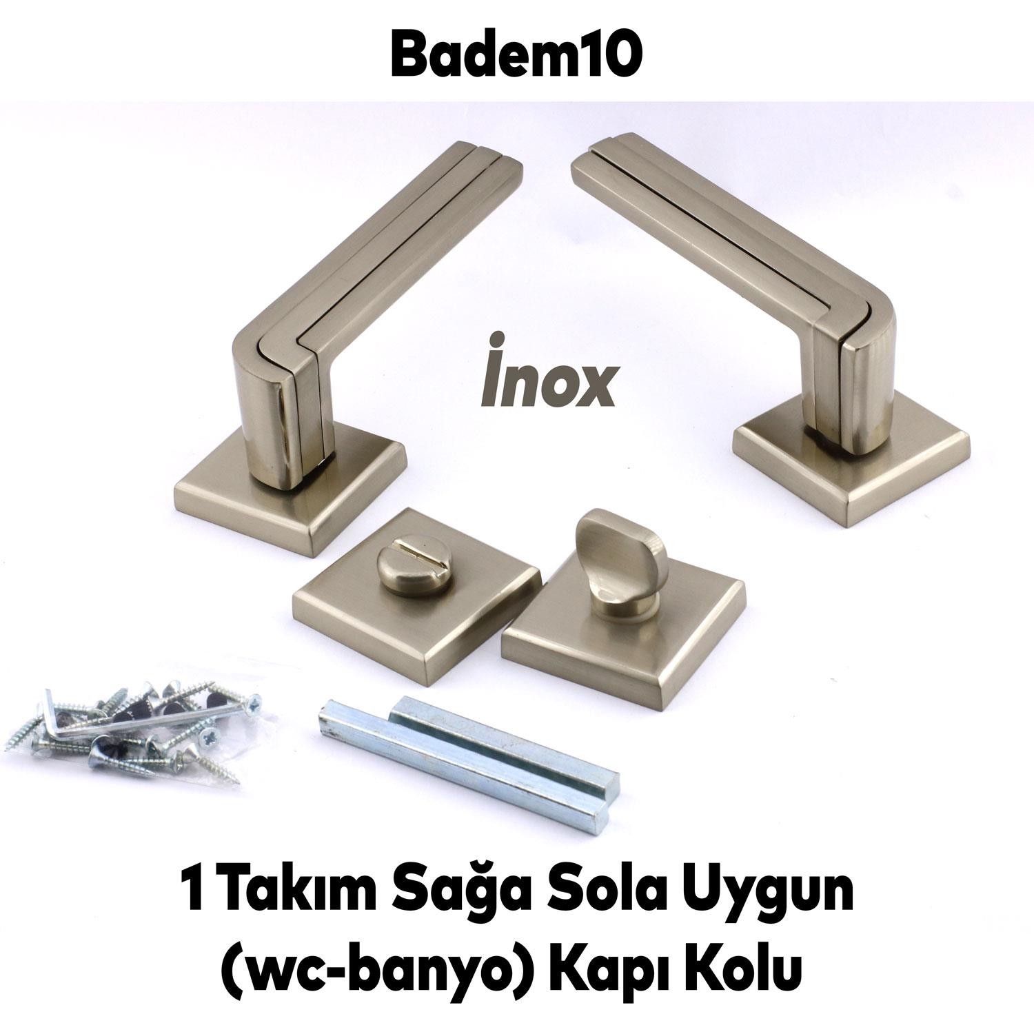 Defne Lüx İnox Kare Rozetli Wc-Banyo Kapısı Uyumlu Kapı Kolu Sağa ve Sola Uygun Kapı Kolları 1 Takım