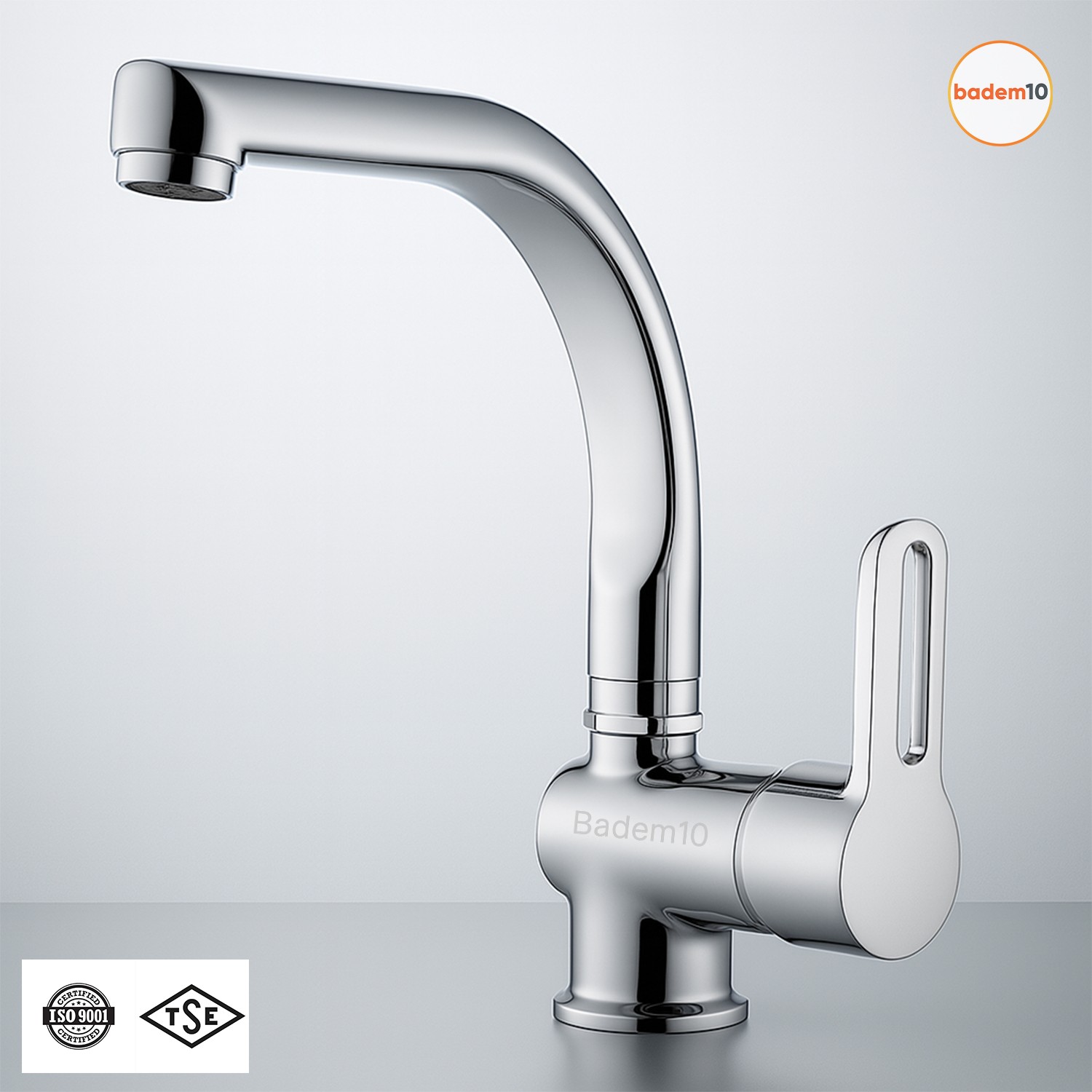 Premium Tek Kollu Aç Kapa Krom Kuğu Lavabo Bataryası Duvar Tipi Armatür Modern Sıcak Soğuk Ayarlı