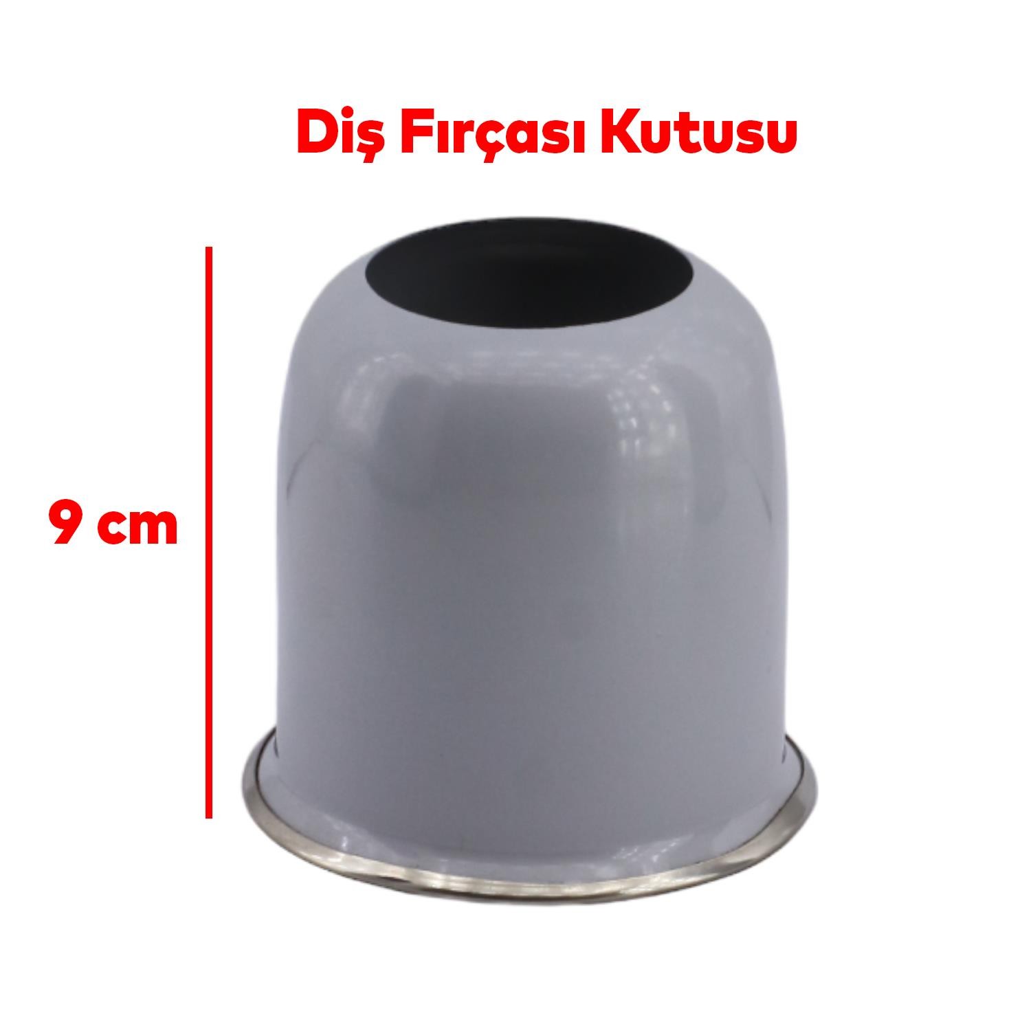 Emayhome Ev Ofis WC Banyo Gri Metal 4'lü Set Sabunluk Fırça Diş Fırçalık Çöp Kova Seti