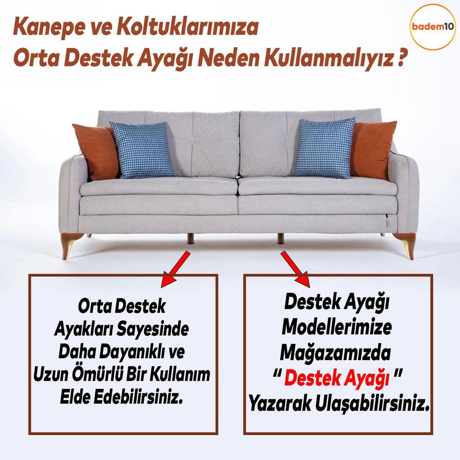 Mobilya Kanepe Baza Çekyat Koltuk Destek Yükseltme Ayağı M8 Civata Kahverengi Metal Ayakları 15 Cm