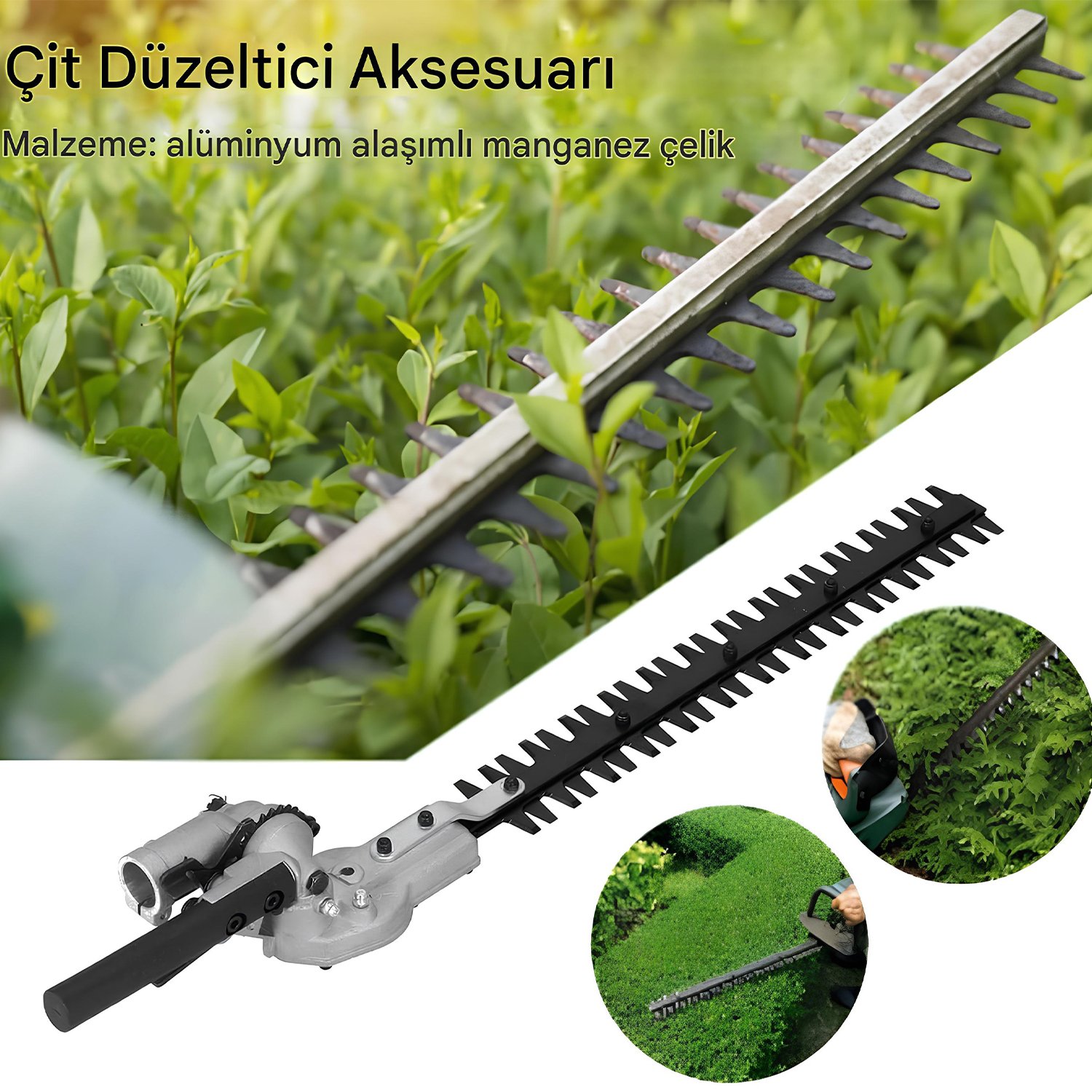 Çit Kesme Makinası Budama Düzeltme Aparatı Başlığı Çalı Kesme Bahçe Gül Bitki Tırpan 28 mm 9 Diş