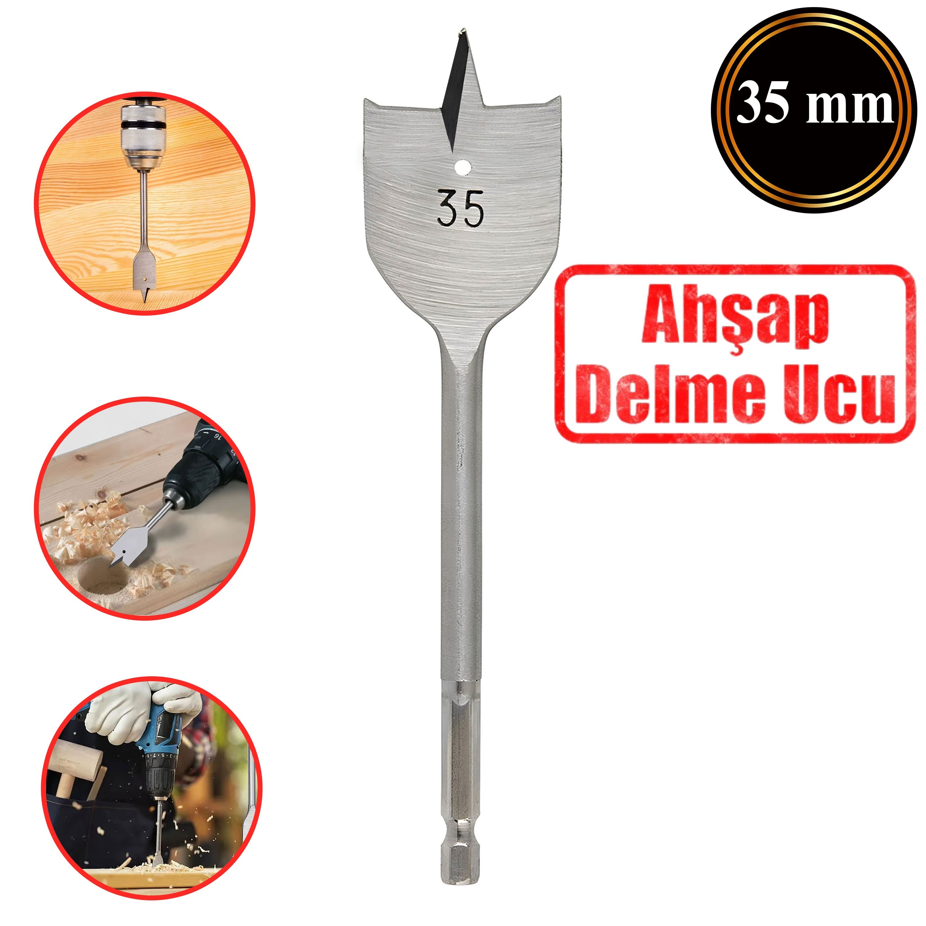 Matkap Ucu Ahşap Delme Ucu Tahta Sunta Plastik Alçıpan Delme Ucu Bits Yaprak Uç 35 mm