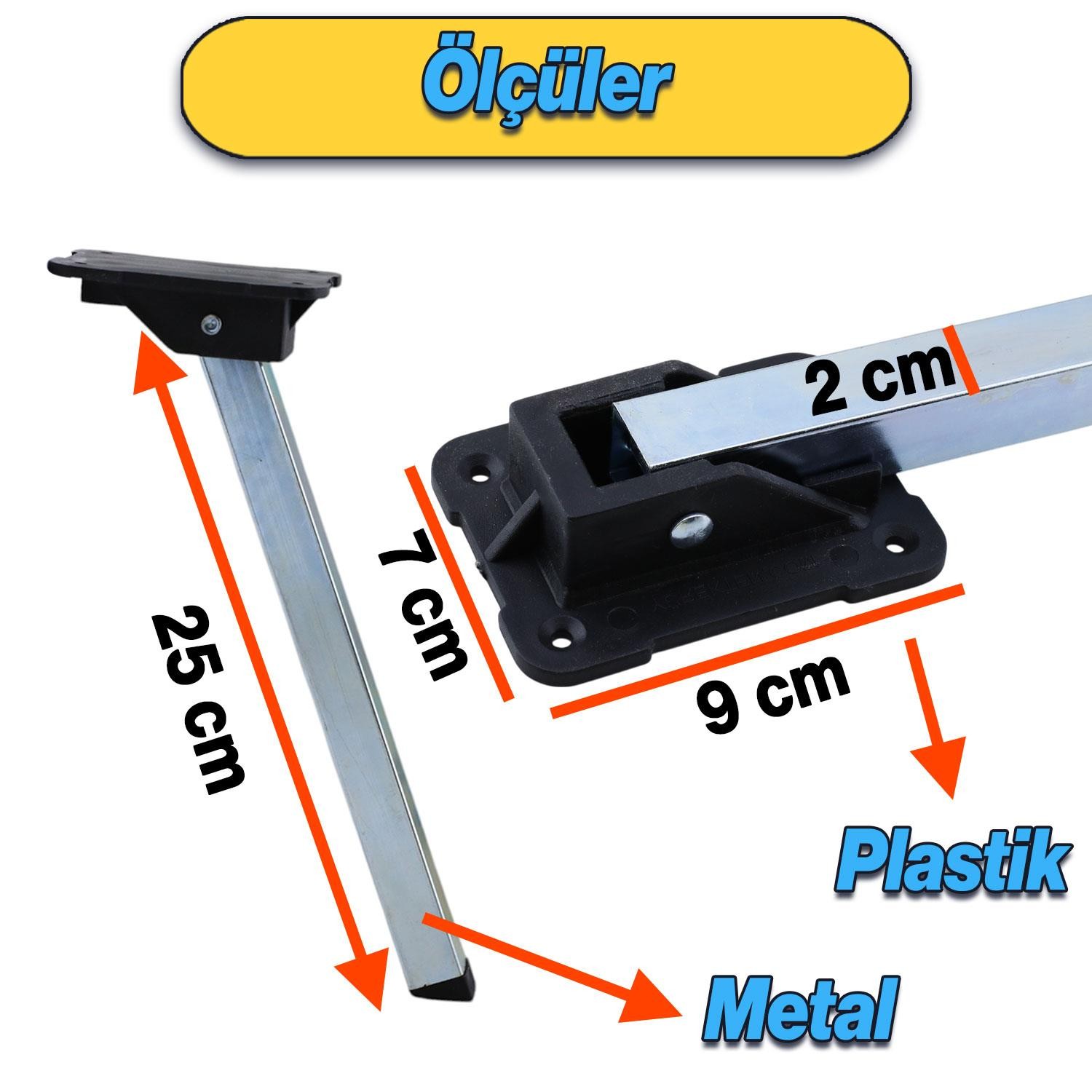 Sofra Ayağı 25 cm Metal 4 Adet Plastik Siyah Taban Katlanır Yer Sofrası Sini Altı Mobilya Ayak Masa