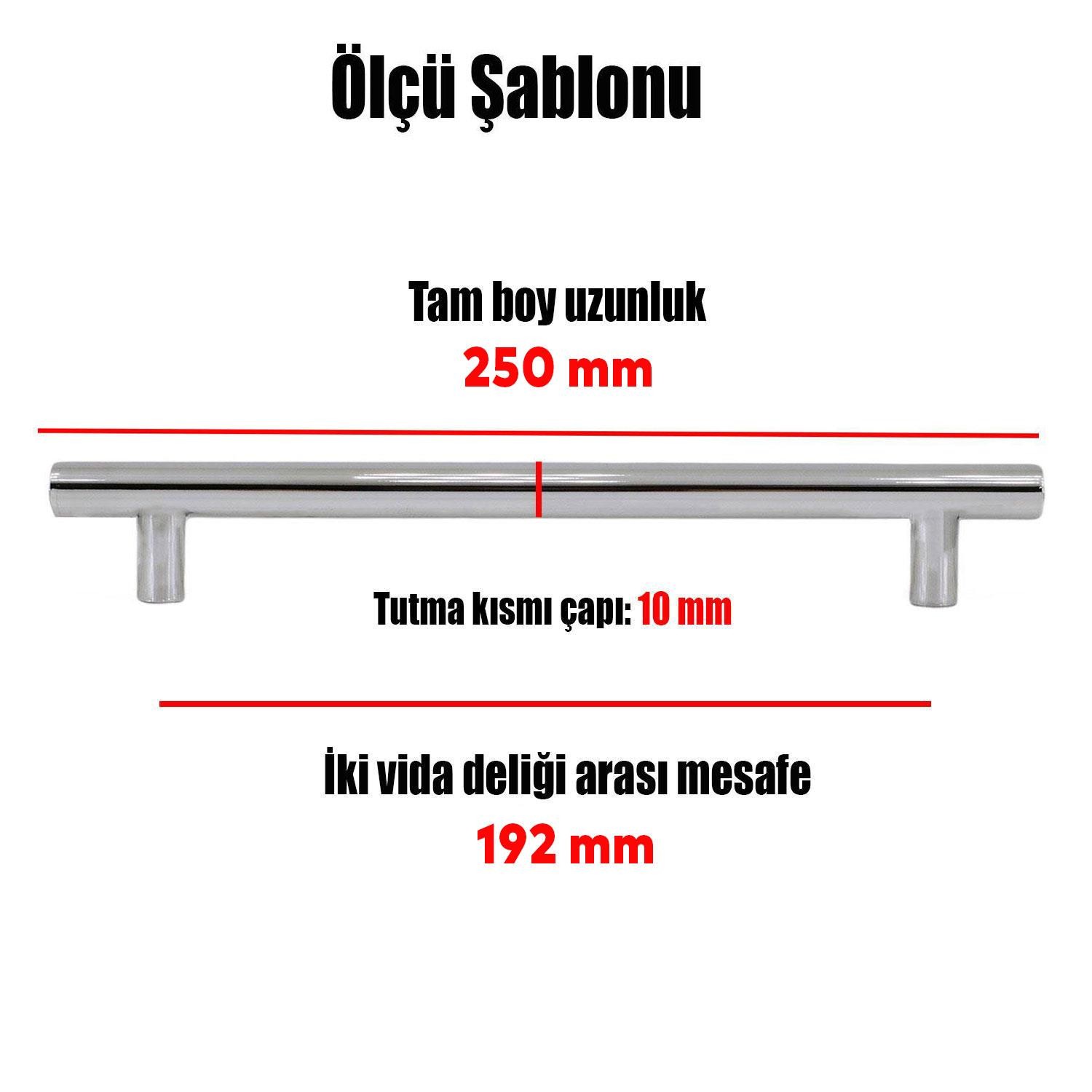10 ADET RoseMary İnox Metal Kulp 192 mm ( 19.2 cm ) Mobilya Mutfak Çekmece Dolap Kapak Kulpu Kulbu