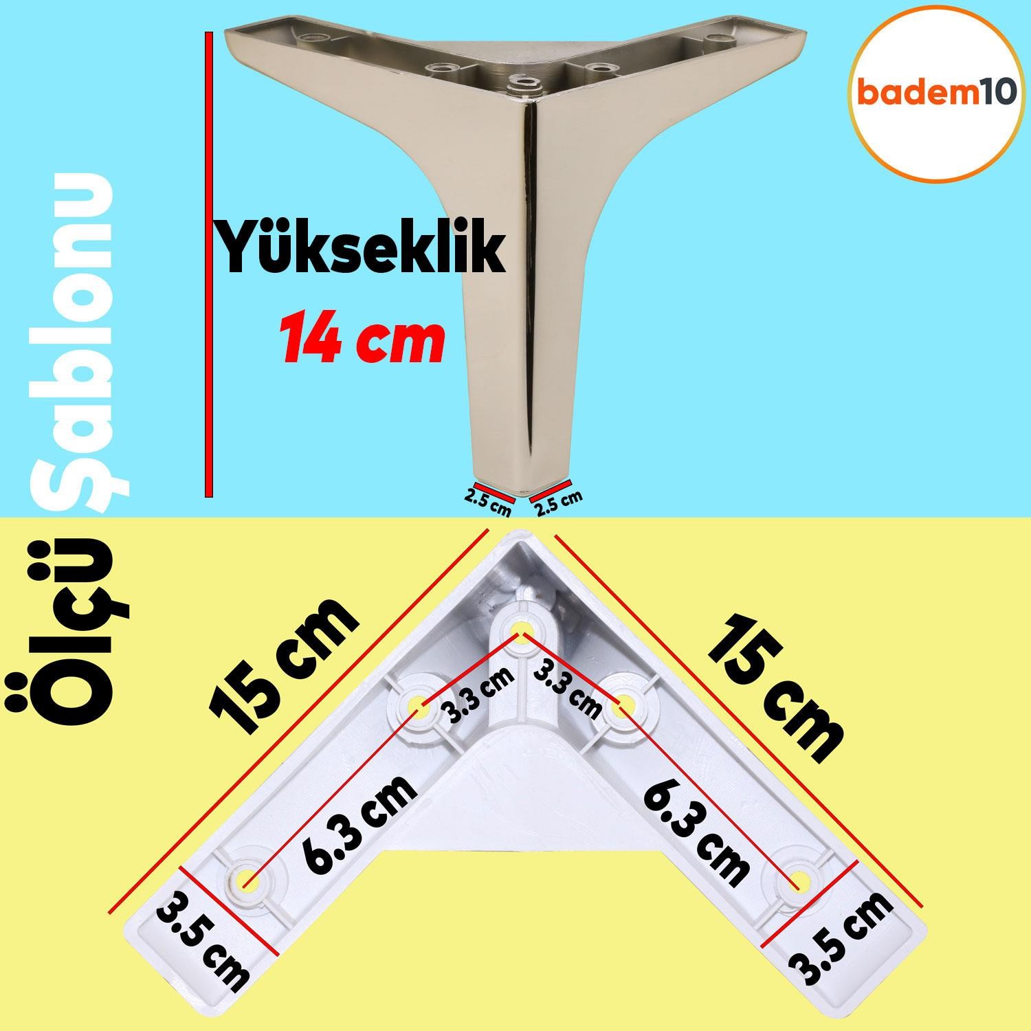 Sedef Lüks Mobilya Kanepe Sehpa Tv Ünitesi Koltuk Ayağı 14 Cm Parlak Krom Baza Ayakları
