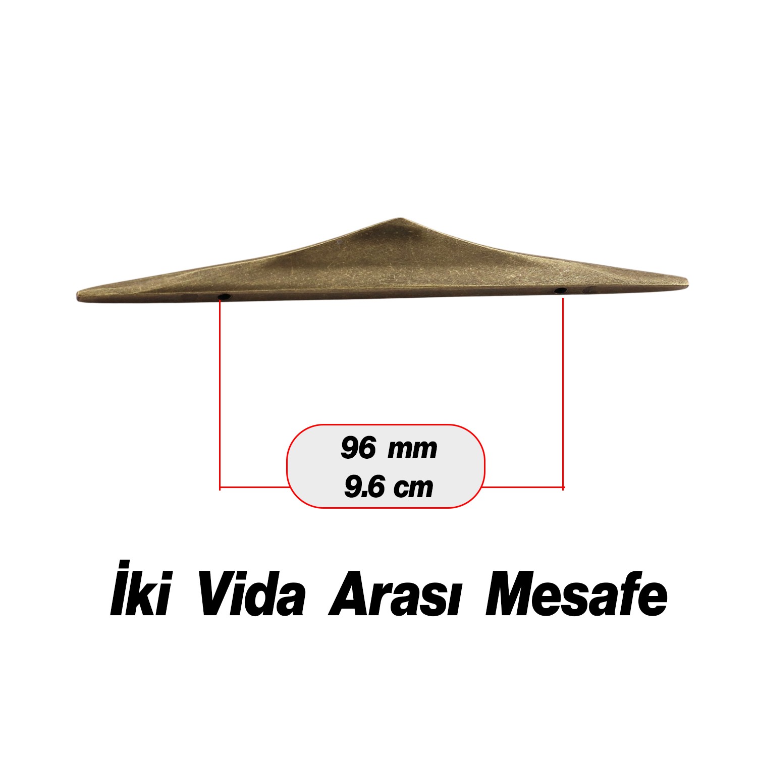 Olivin Antik Sarı Metal Kulp 96 mm - 9.6 cm Mobilya Çekmece Mutfak Dolabı Dolap Kulpları Kulbu Kulpu