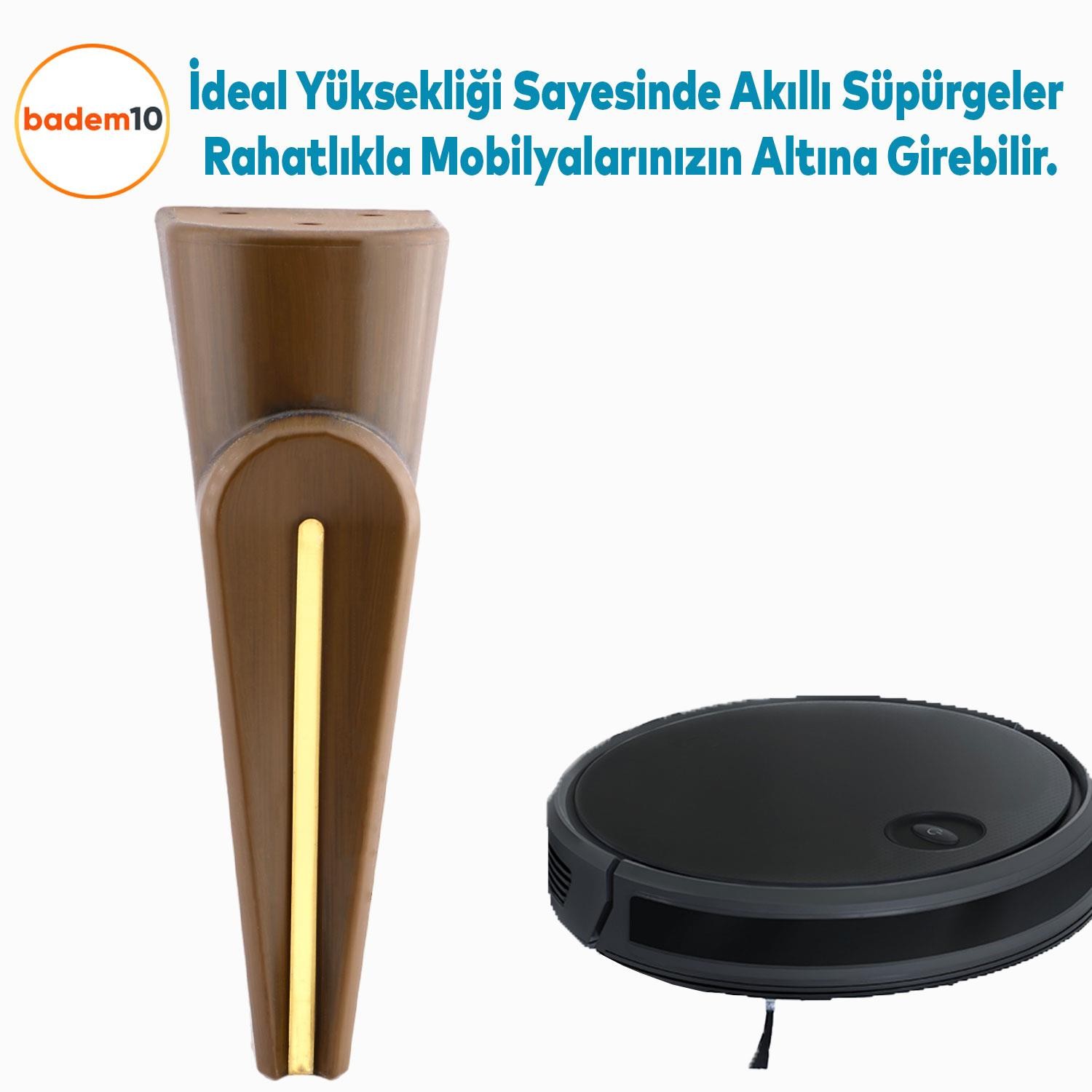 Nota Mobilya Kanepe Sehpa TV Ünitesi Koltuk Ayağı Baza Ayakları Ahşap Desenli Kahverengi Ceviz 19 cm