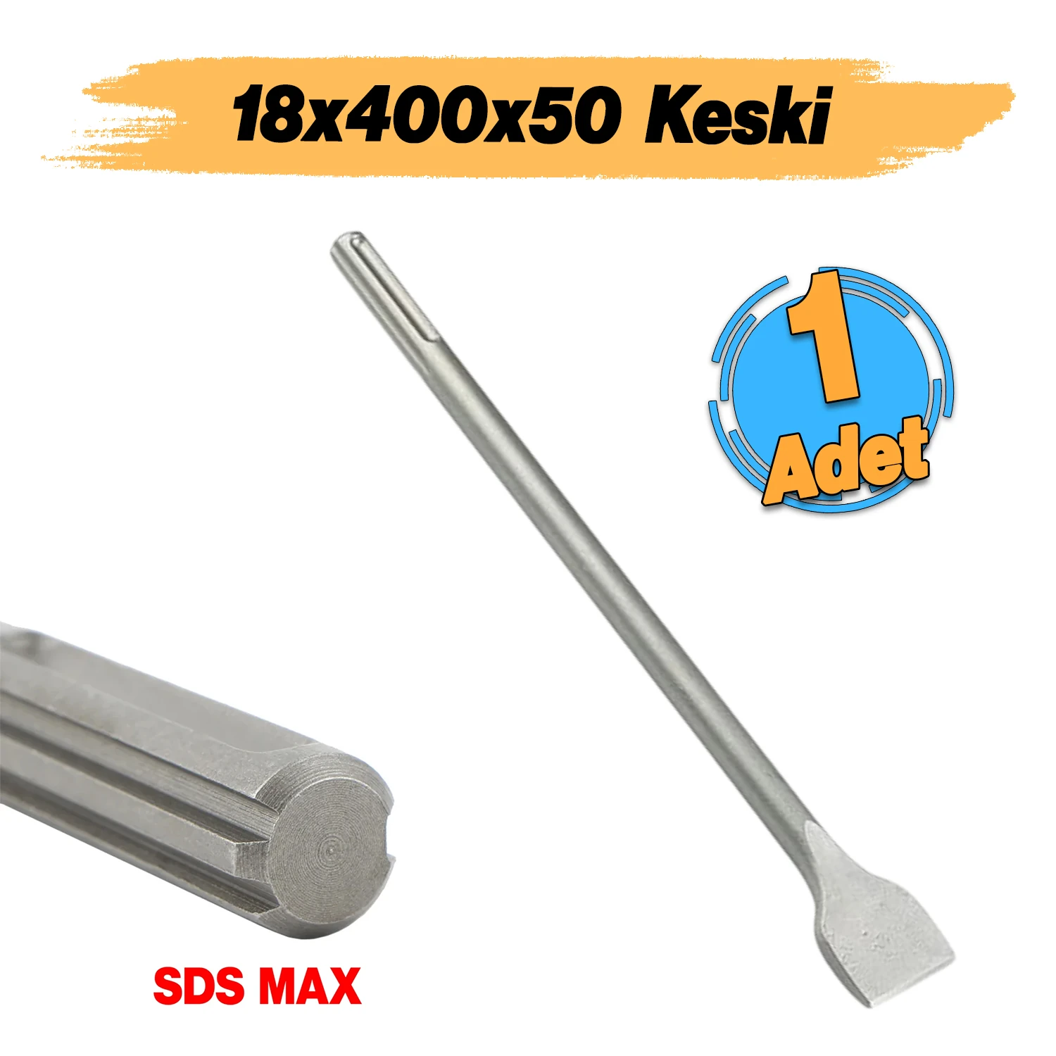 Sds Max Şaftlı Keski 18 mm x 400 mm x 50 mm Hilti Ucu Beton Taş Kaya Kırıcı Kırma Adaptörü