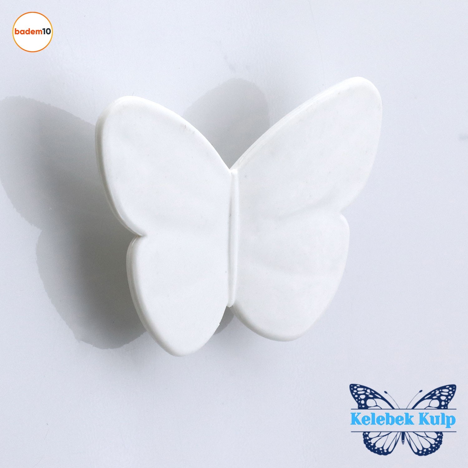 Plastik Kelebek Kulp Beyaz Mobilya Çoçuk Odası Kız Erkek Dolap Kapak Kulpu Çekmece Kulbu 1 ADET
