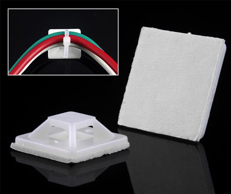 100 Adet Yapışkanlı Kroşe Kablo Bağı Tutucu 25x25 mm