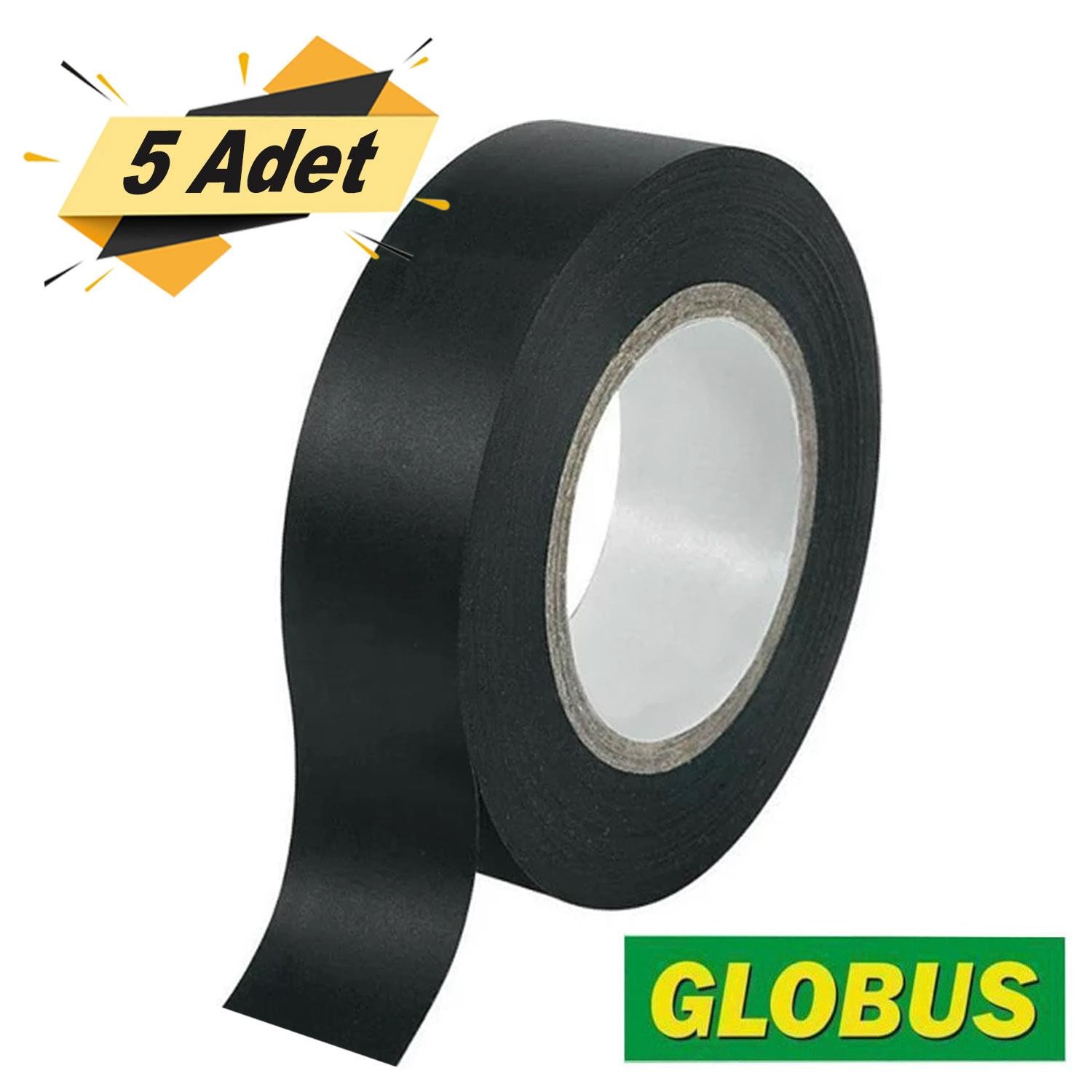 Globus Elektrikçi Bandı Siyah İzole Elektirik Bant Bandı Pvc 9 MT (5 ADET)