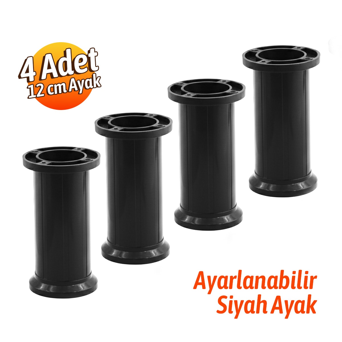 Ayarlanabilir 1 Adet 12 Cm Siyah Plastik Ayak Dolap Mobilya Tezgah Yükseltici Yükseltme Ayağ