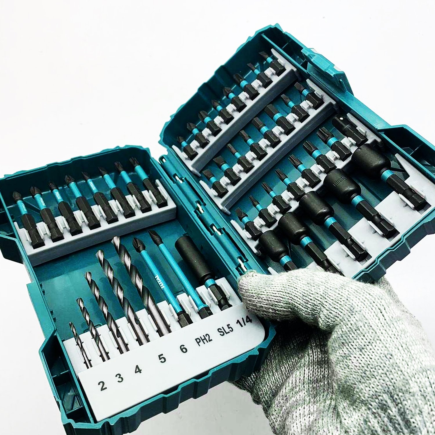 Mıknatıslı Darbeli Bits Uç Seti 49 'lu Set PZ PH SL Torx HSS Delme Ucu Somun Adaptör Ucu Tutucu