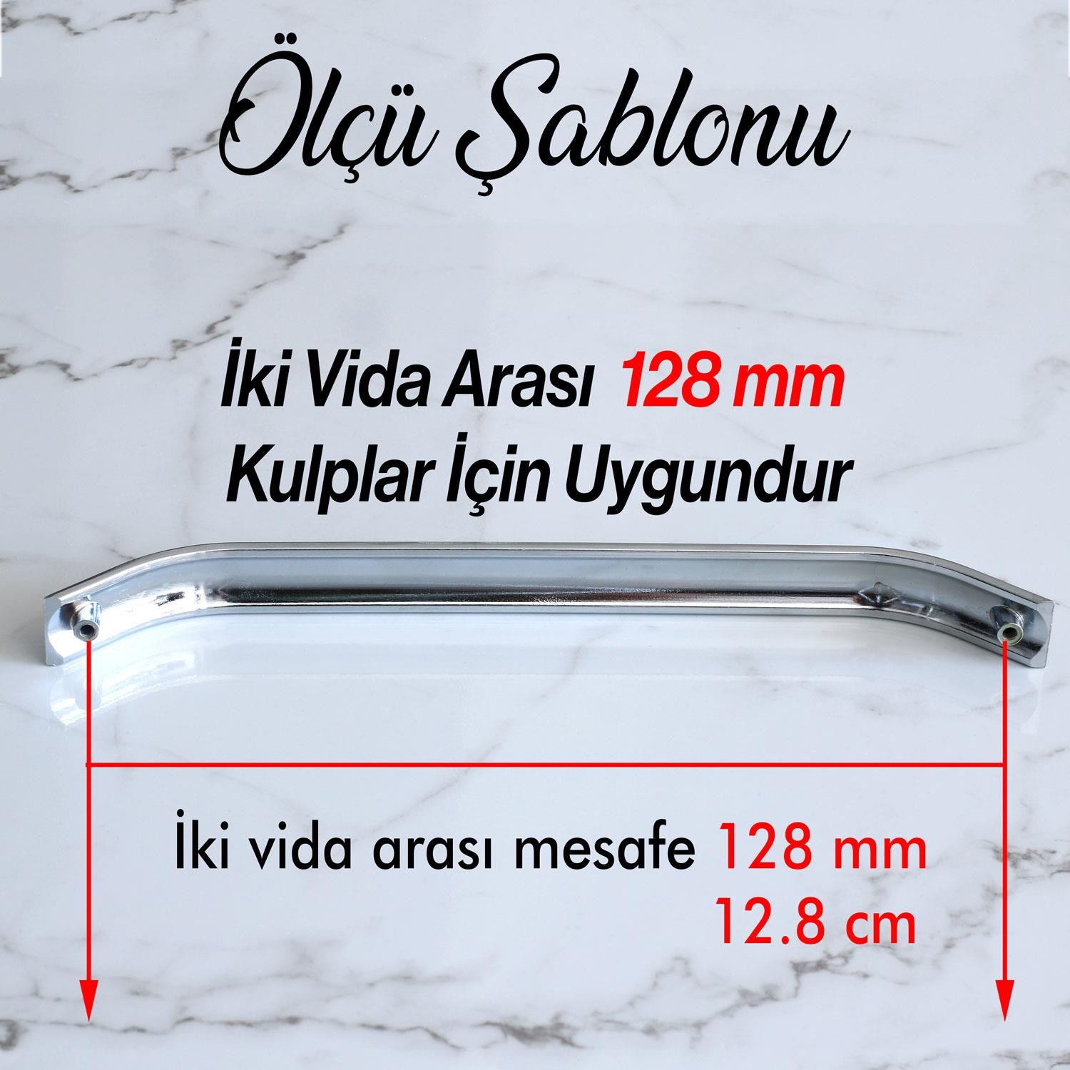 Volga Metal Krom Kulp 128 mm 12.8 cm Mobilya Çekmece Mutfak Dolabı Dolap Kulpları Kapak Kulpu Kulbu