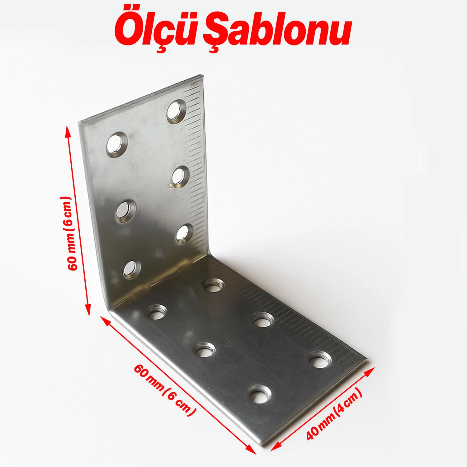 Metal L Demiri 40x60x60 mm Köşebent (50 Adet) Mobilya Dolap Eşya Duvara Sabitleme Bağlantı Aparatı