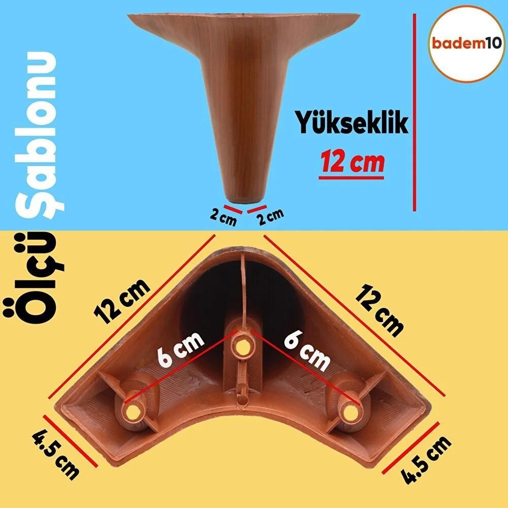 Aspen Lüks Mobilya Kanepe Koltuk Tv Ünitesi Baza Ayağı Ayakları 12 Cm Kahverengi Ayak (4 ADET)