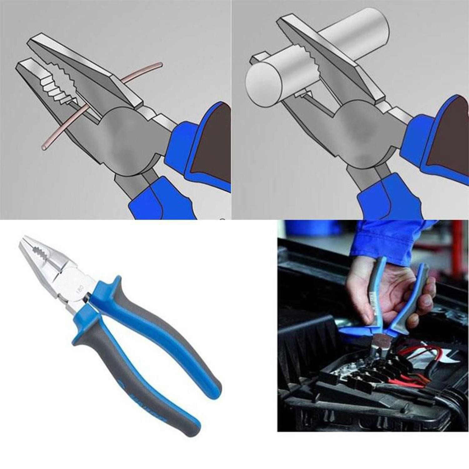 Kombine Pense Plastik Saplı 180 mm Metal Klasik Pense Keski Ağızlı