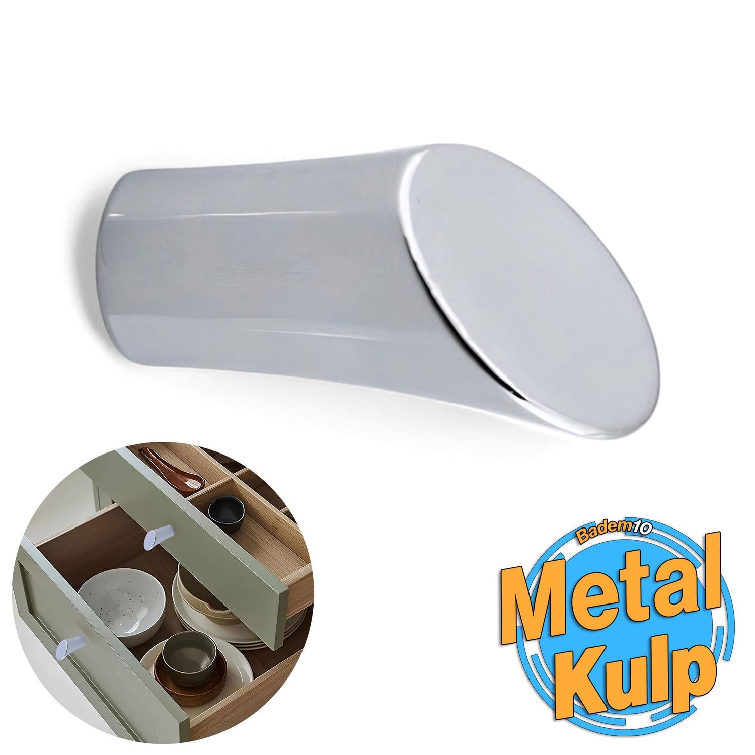Yeniay Kulp Düğme Metal Krom Renk Çekmece Mutfak Mobilya Dolabı Dolap Kulpu Kulbu Kulpları Tek Vida