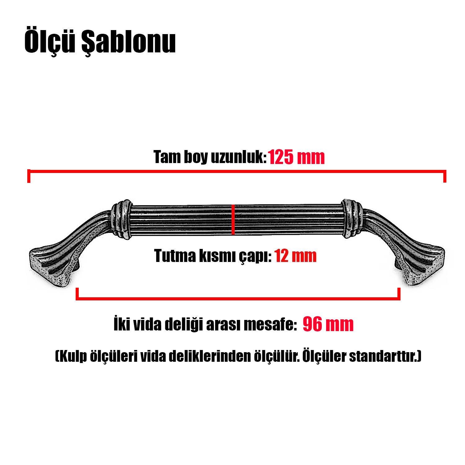 Konak Çekmece Dolap Kapak Kulpu Kulbu 96 mm Metal Kulp