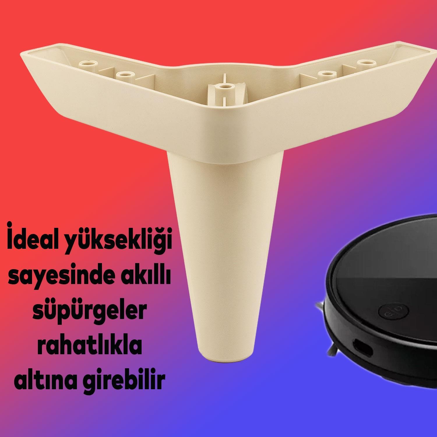 Aspen 6'lı Set Mobilya TV Ünitesi Çekyat Koltuk Kanepe Destek Ayağı 14 cm Krem Baza Ayak M8 Destek