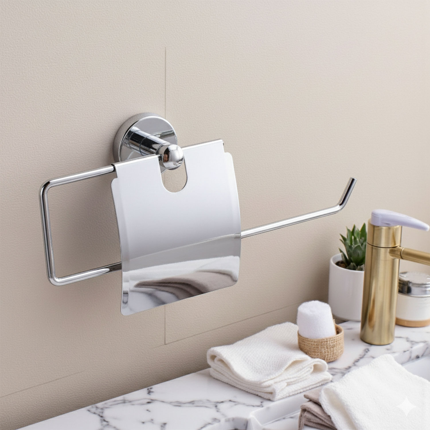 Kapalı Kağıt Havluluk Krom Gümüş Metal Duvara Monte Vidalı Banyo Tuvalet Mutfak Kağıt Havluluk 25 cm