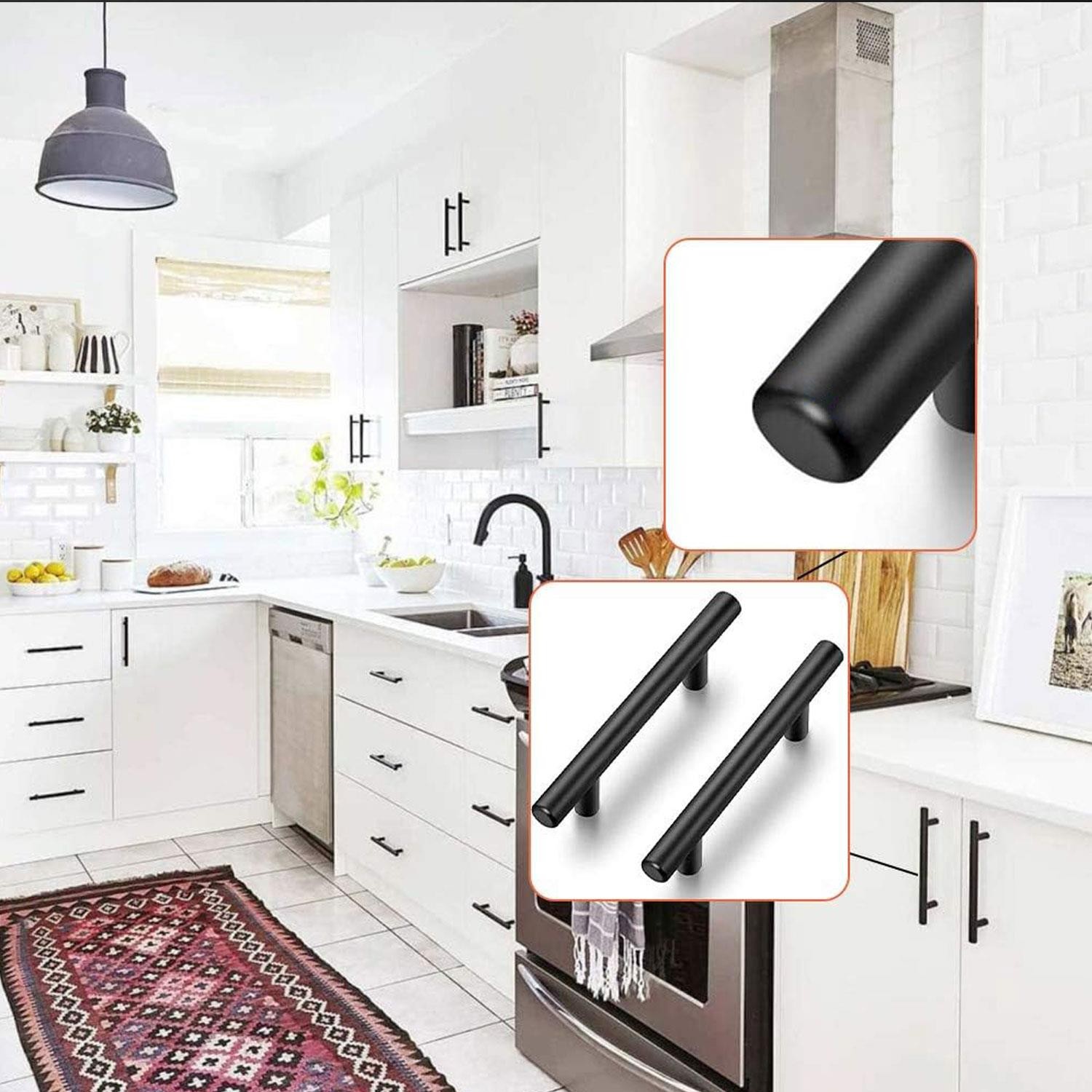 10 Adet RoseMary Mobilya Mutfak Çekmece Dolap Kapak Kulpu Kulbu 128 mm Mat Siyah Metal Kulp (10 ADET)
