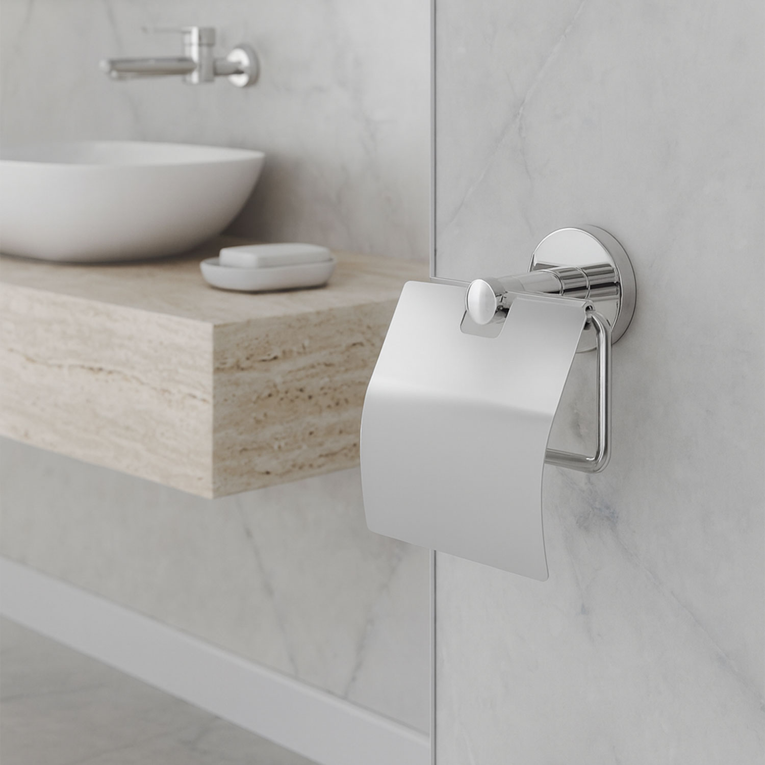 Gümüş Krom Kapaklı WC Kağıt Aparatı Vidalı Paslanmaz Metal Duvar Tuvalet Kağıtlık Banyo Aksesuarı