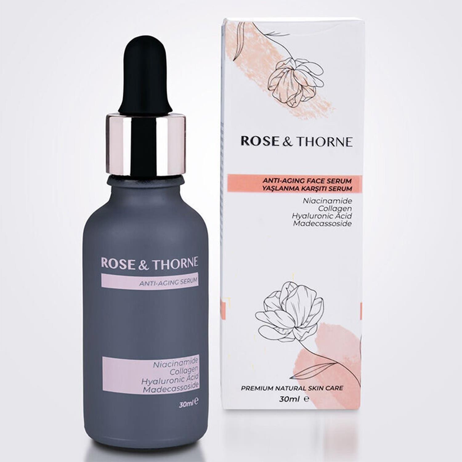 Rose Thorne 30 Ml Yaşlanma Kırışık Karşıtı Serum Kolajen Nemlendirme Canlılık Hyaluronik Asit