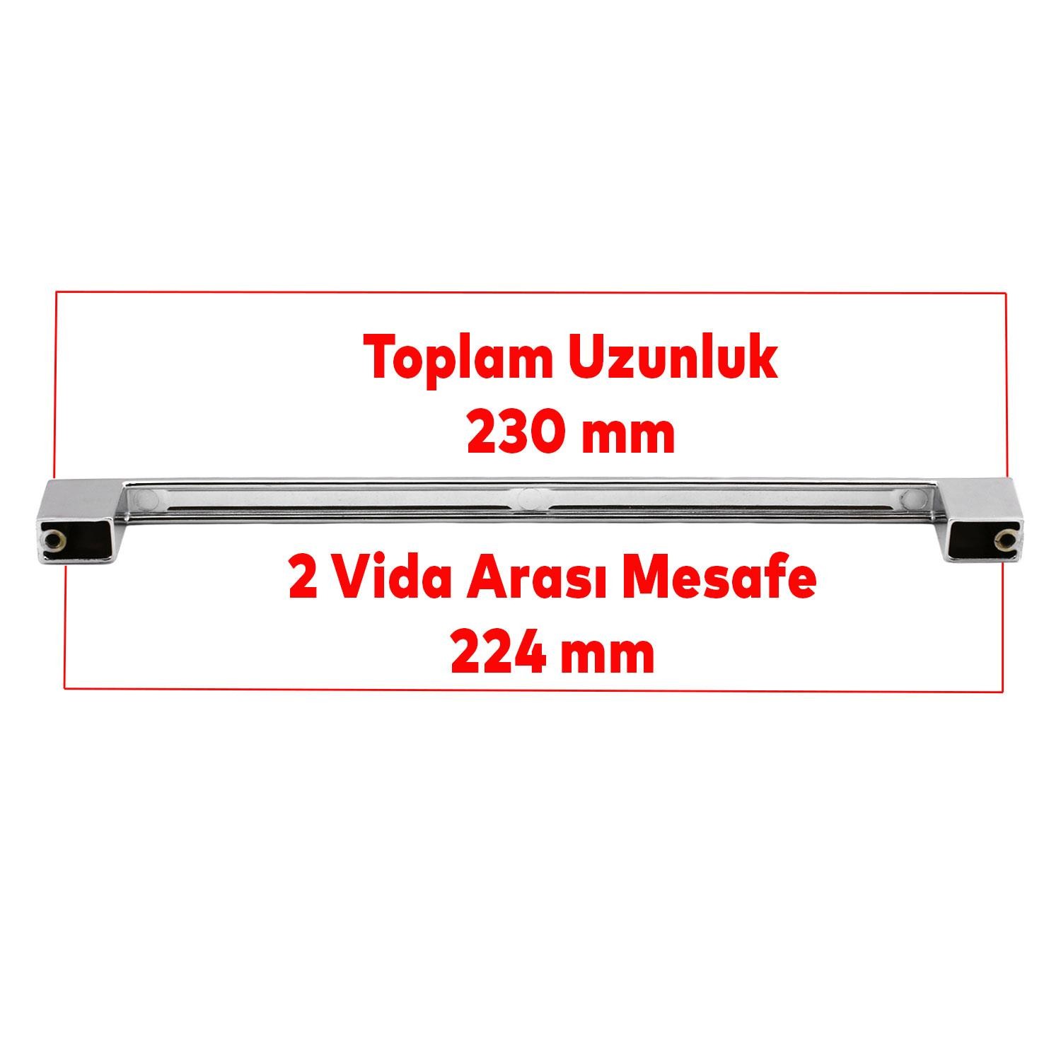 Gölcük Krom (224 MM - 22.4 CM) Mobilya Mutfak Dolap Çekmece Dolabı Kapak Metal Kulpu Kulbu Kulpları