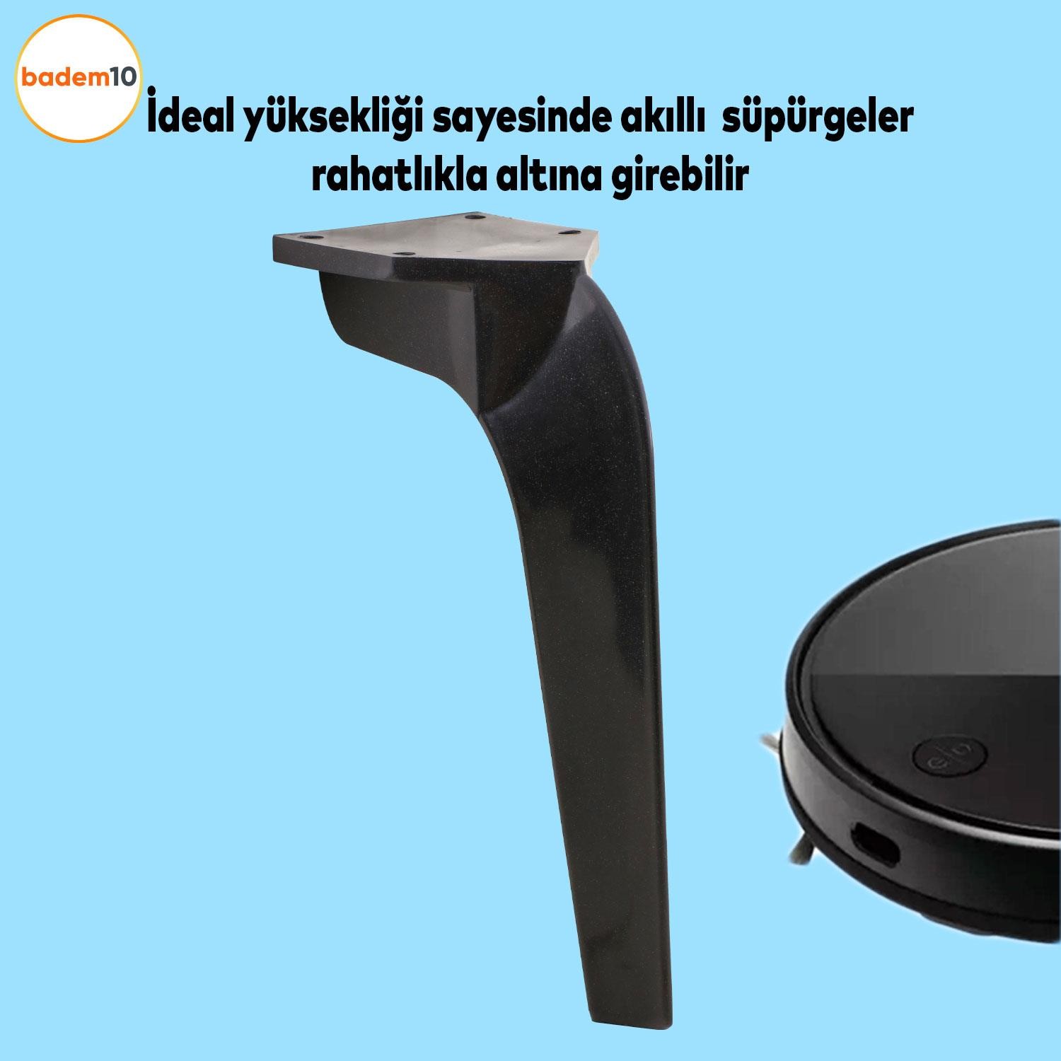 Repla Lüks Mobilya Kanepe Tv Ünitesi Koltuk Ayağı 23 Cm Siyah Konsol Ayakları