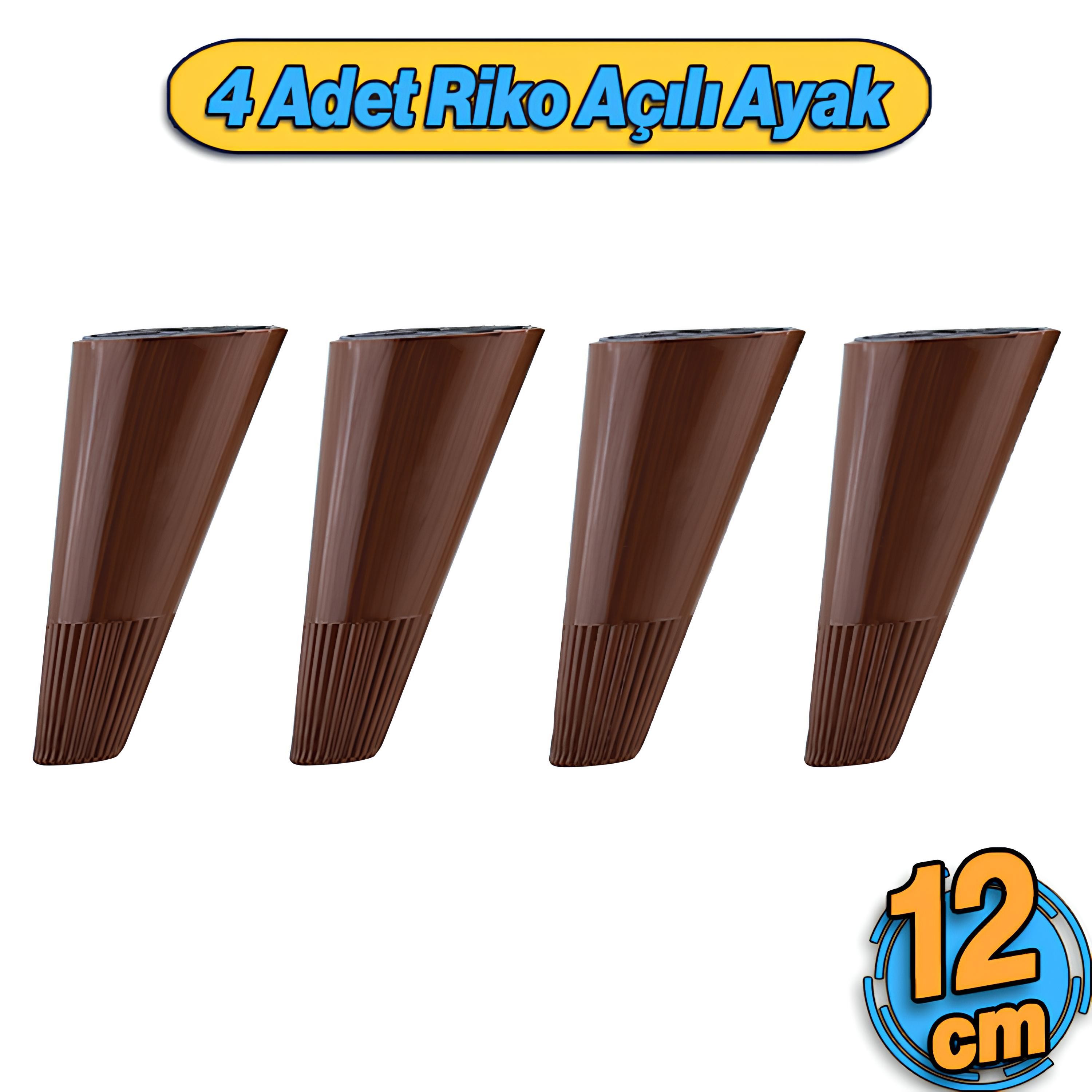 Açılı Konik 4 Adet Ahşap Desenli 12 cm Mobilya Yükseltici Baza Ayağı Koltuk Kanepe Altı Puf Ayakları