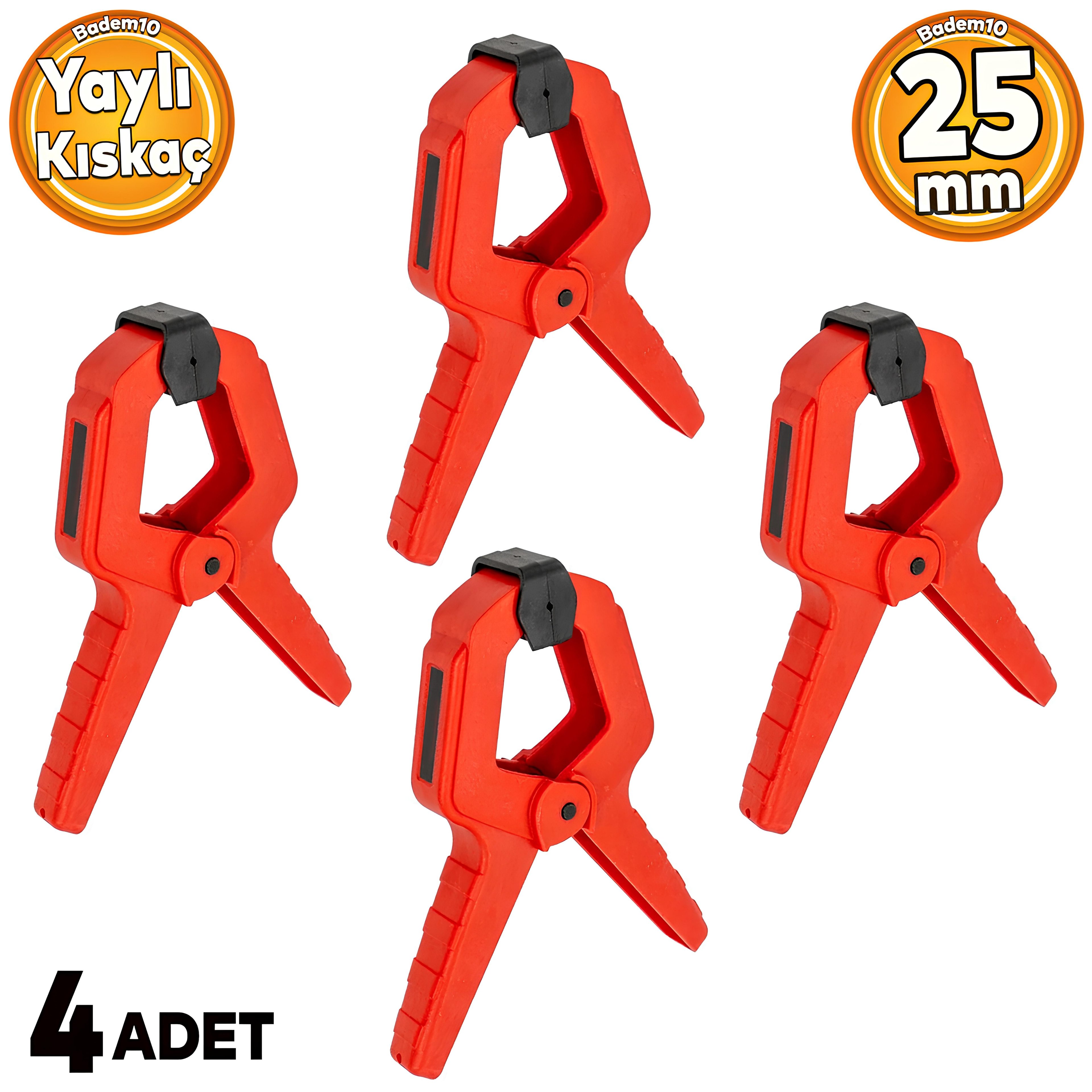 Yaylı Kıskaç Mandal El Tip İşkence Kırmızı Klips Hobi 25 mm 1 inç 4 ADET