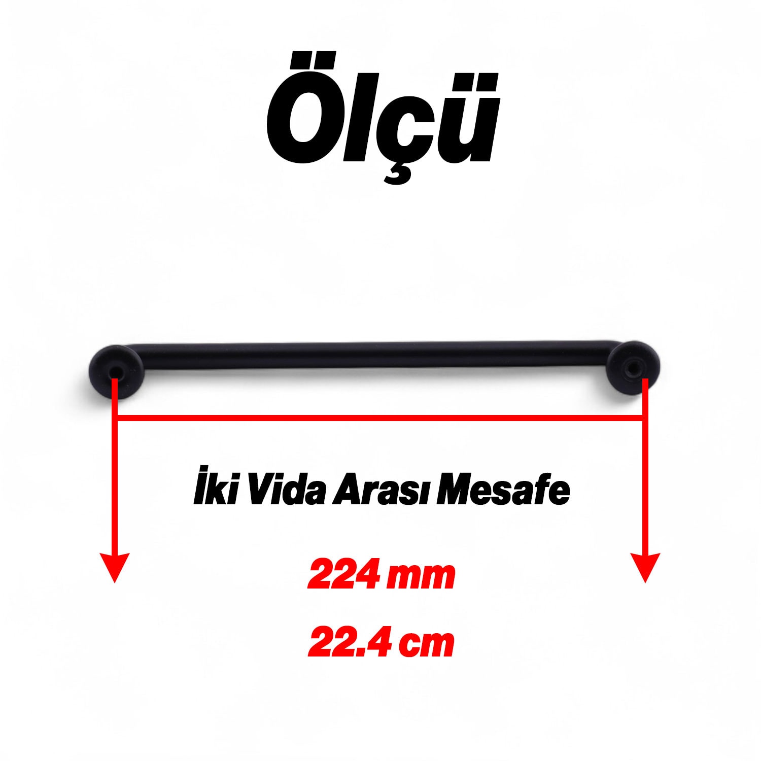 İncir Siyah Metal Kulp ( 224 MM 22.4 CM ) Kulbu Kulpu Mobilya Çekmece Dolap Kulpları Mutfak Dolabı