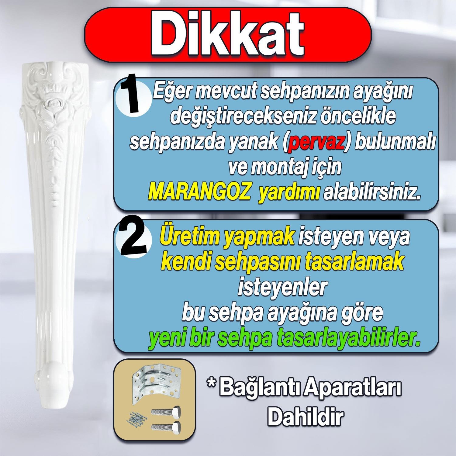 Nehir Plastik 4 Adet Sehpa Ayağı 40 cm Beyaz Orta Ayak Zigon Sehpa Mobilya Masa Ayakları Beyaz