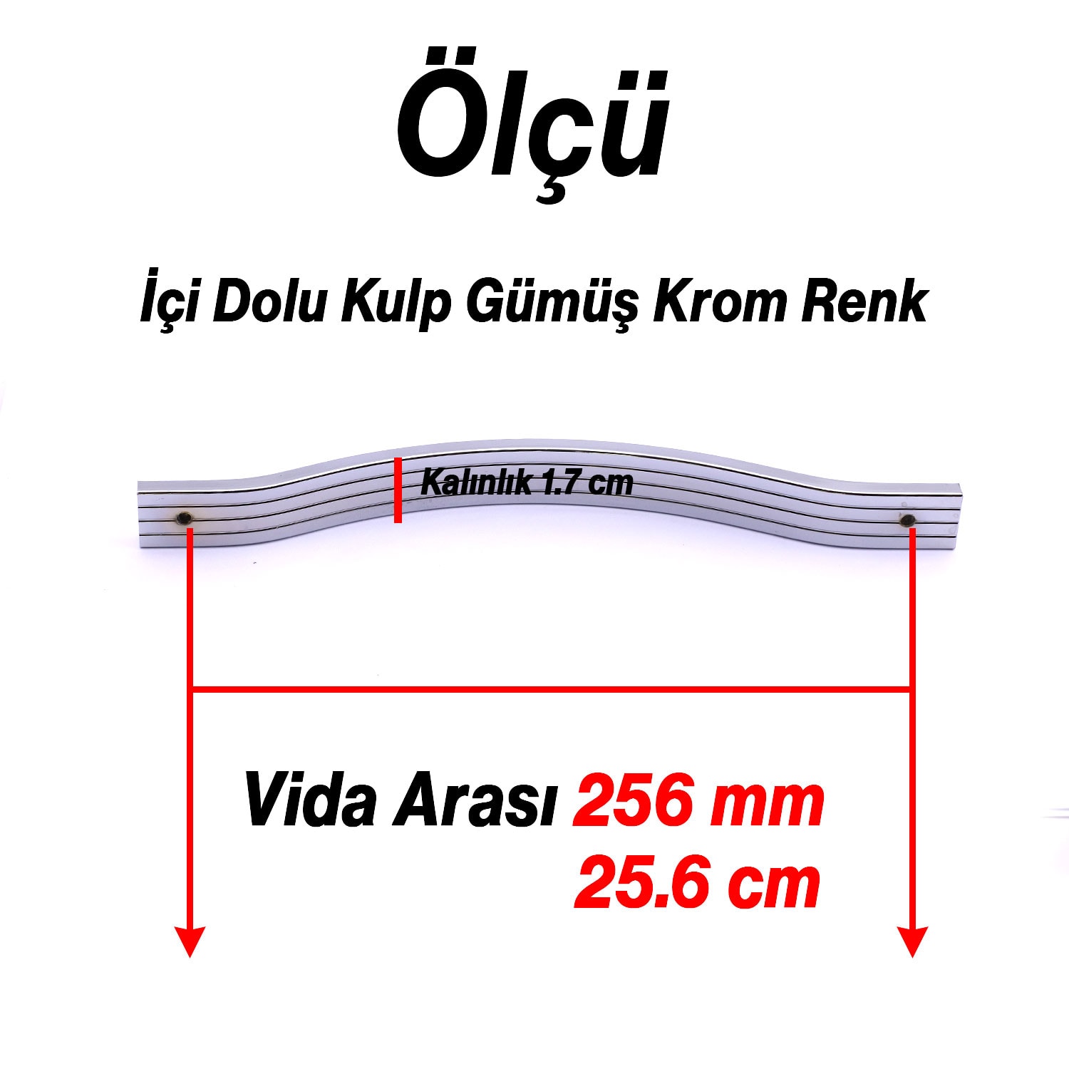 Sümbül Kulp 256 mm Krom Gümüş Renk Metal Mobilya Çekmece Dolap Kapak Kulpu Modern Mutfak Kulpları
