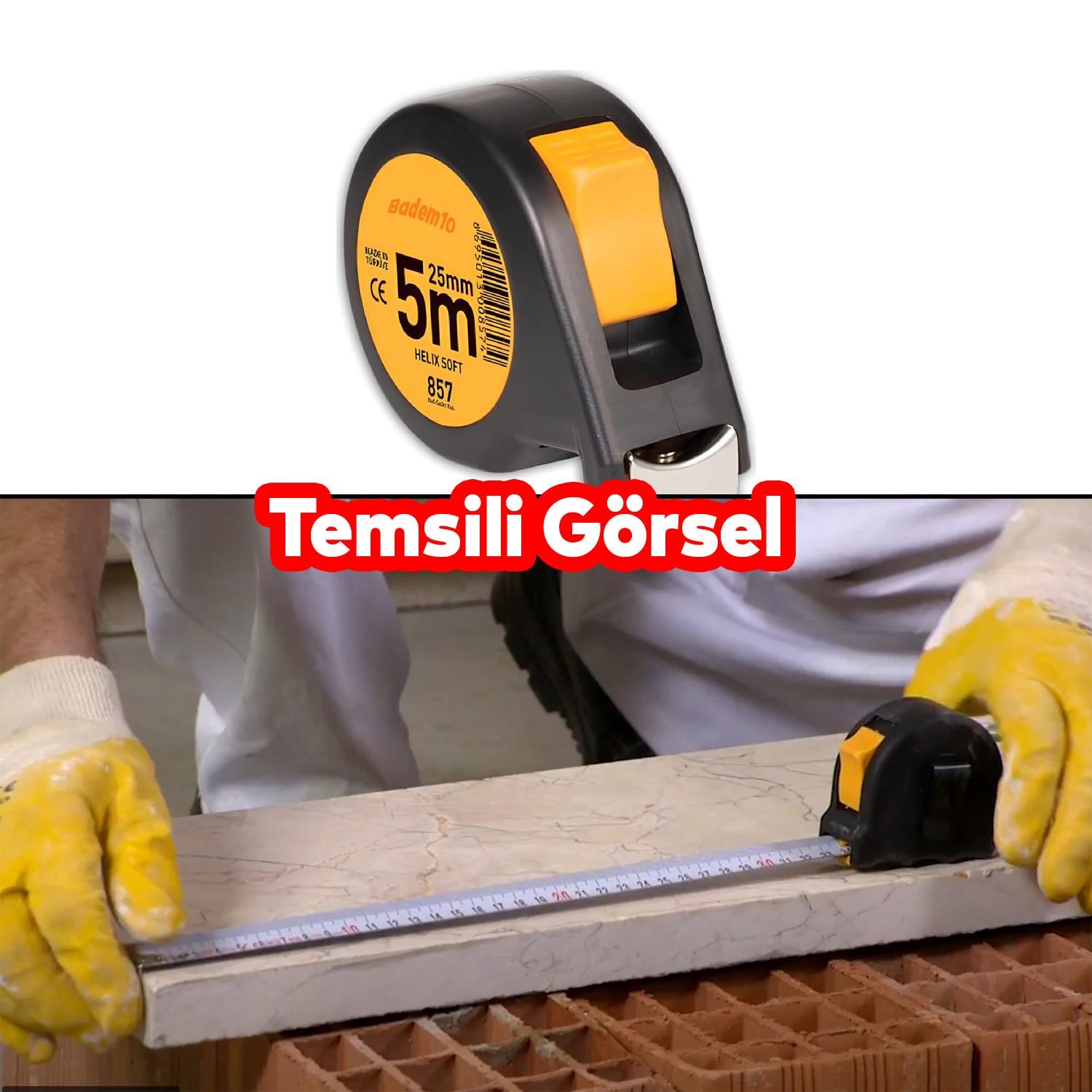 Şerit Metal Bükülebilir Metre 5 metre En 25 mm Düğmeli Ölçüm Ölçme Plastik Kasalı Soft Helix