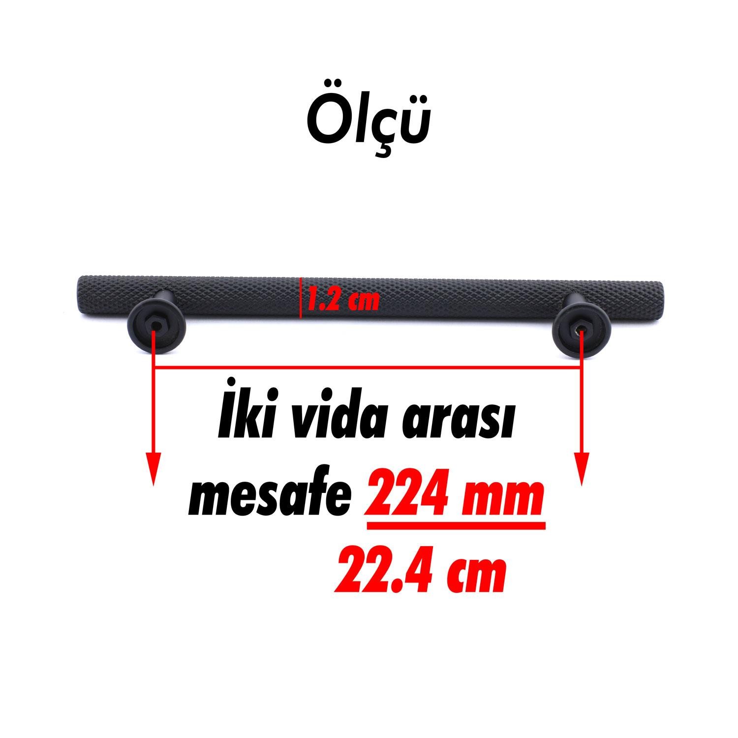 Doruk Kulp Mobilya Mutfak Dolabı Çekmece Dolap Kulpları Kapak Kulpu Kulbu Siyah 224 mm Metal