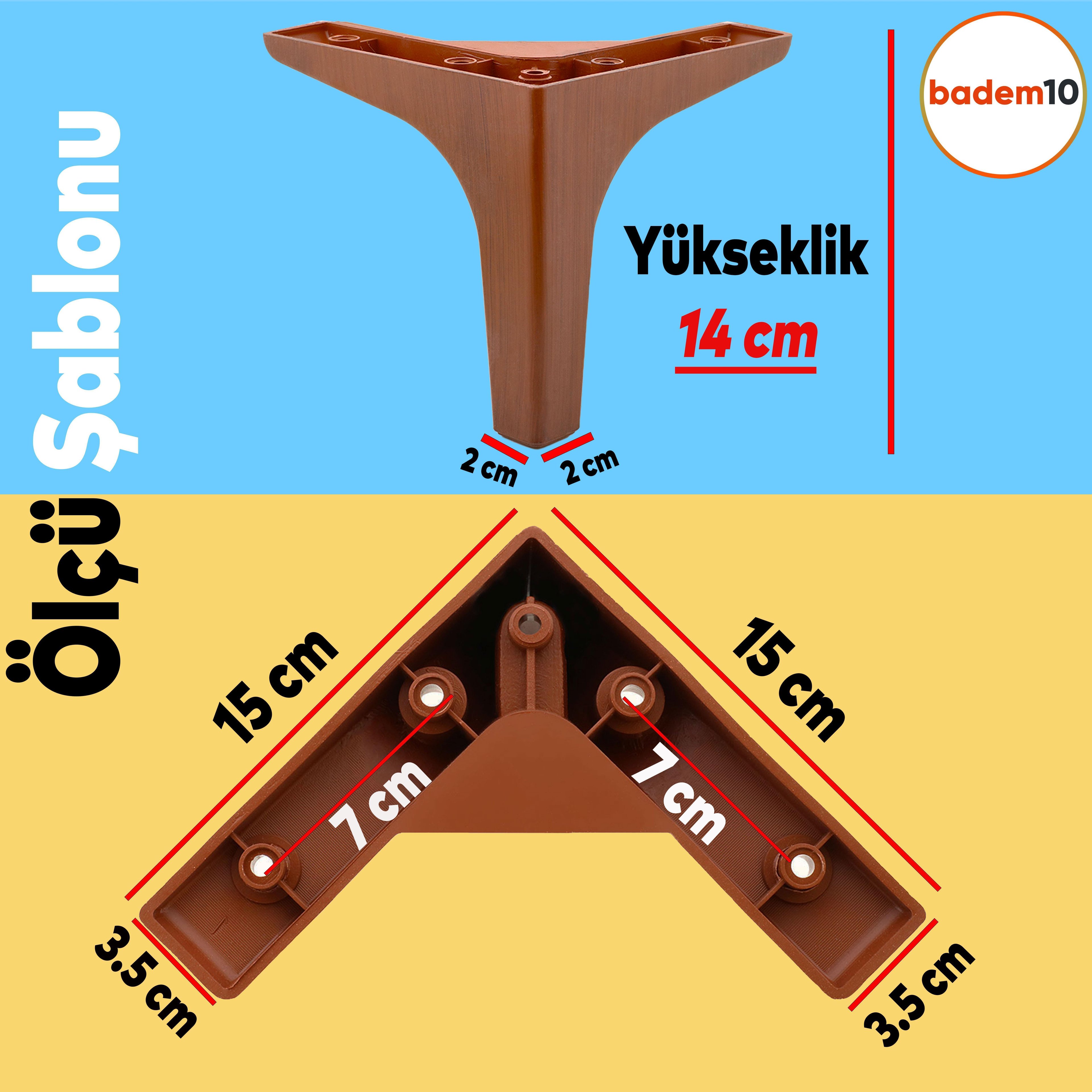 Sedef 6'lı Set Mobilya Tv Ünitesi Koltuk Kanepe Destek Ayağı 14 Cm Ahşap Desenli Baza Ayakları