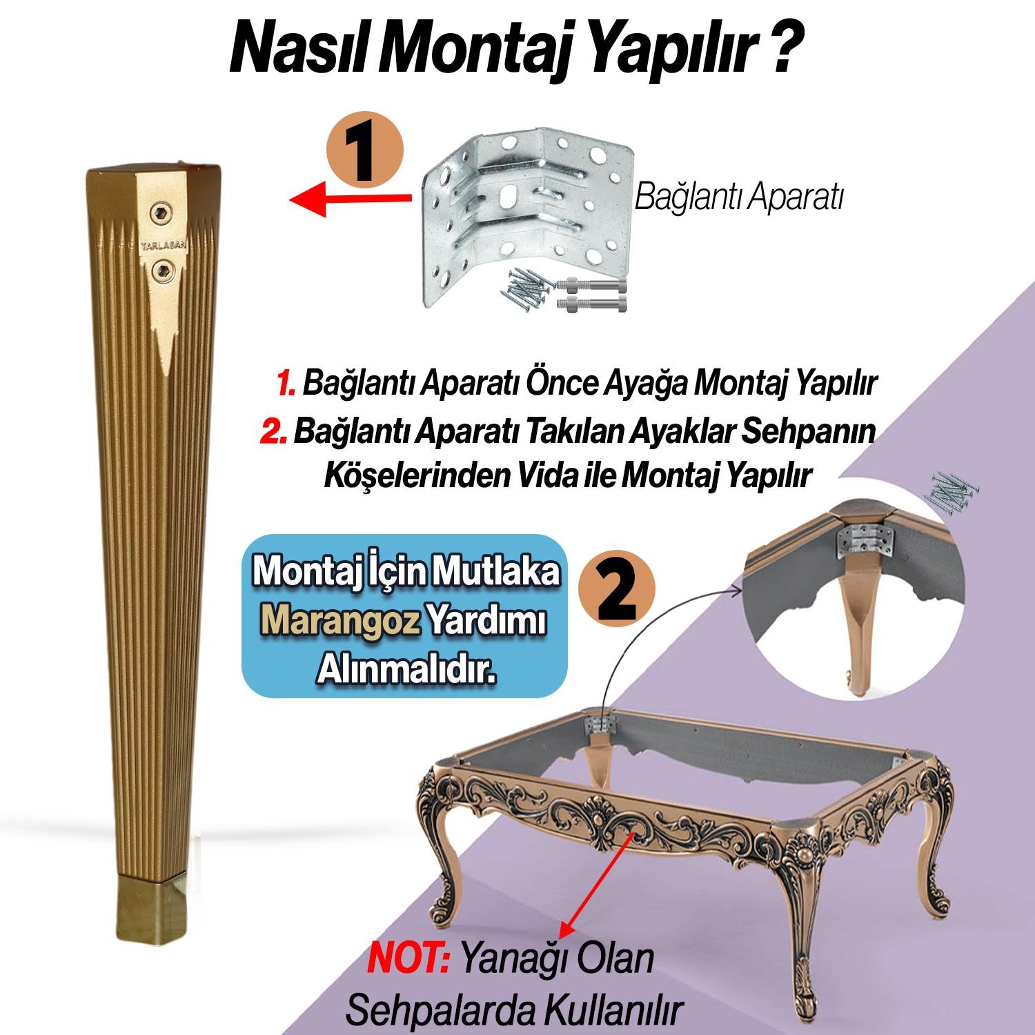 Sehpa Ayağı 45 cm Elit Plastik Gold Altın Renk Ayak Mobilya Ayak Zigon Mutfak Yemek Masası 4 Adet