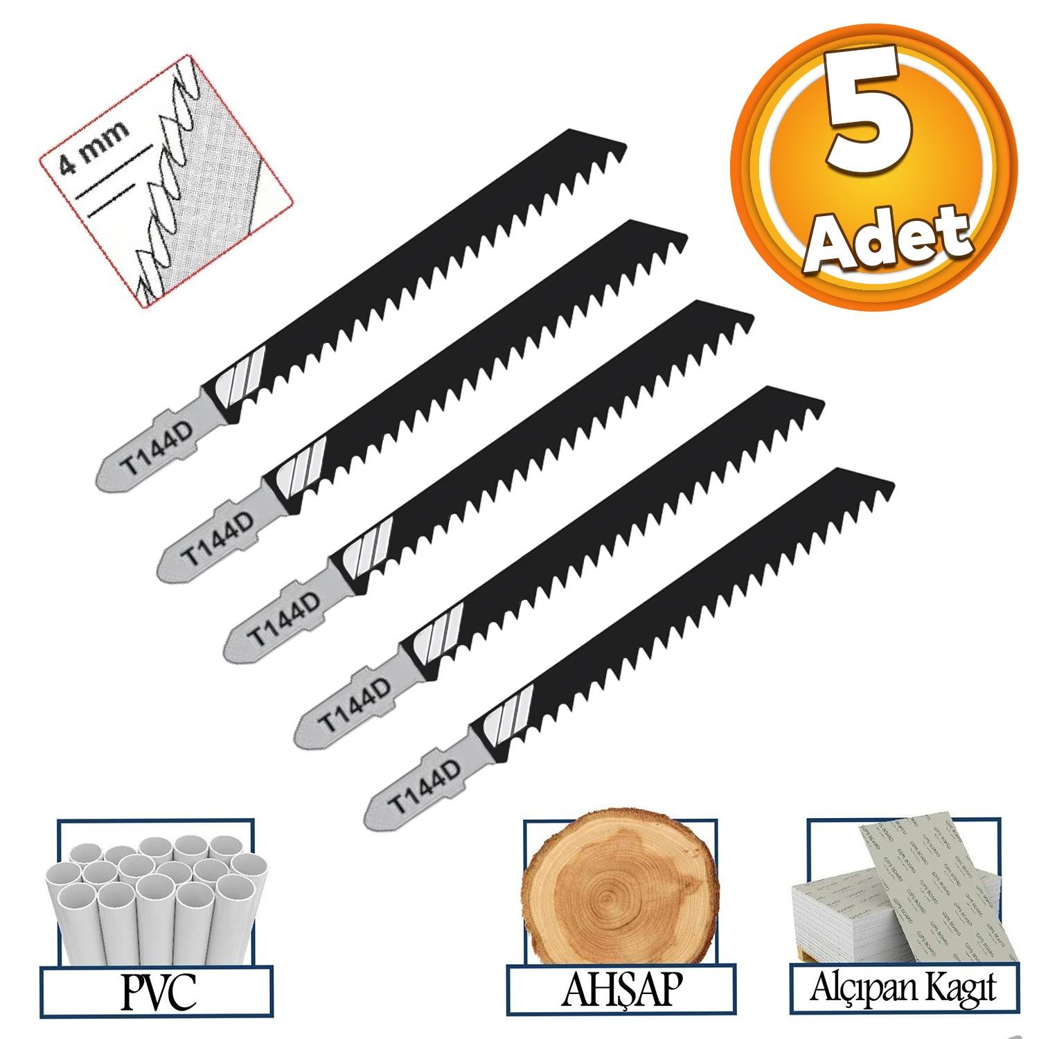 Plastik Ahşap MDF Kesim Dekupaj Testere Bıçağı Yedek 10 cm Metal Bıçak T144D Kakmacı 5 Adet Set