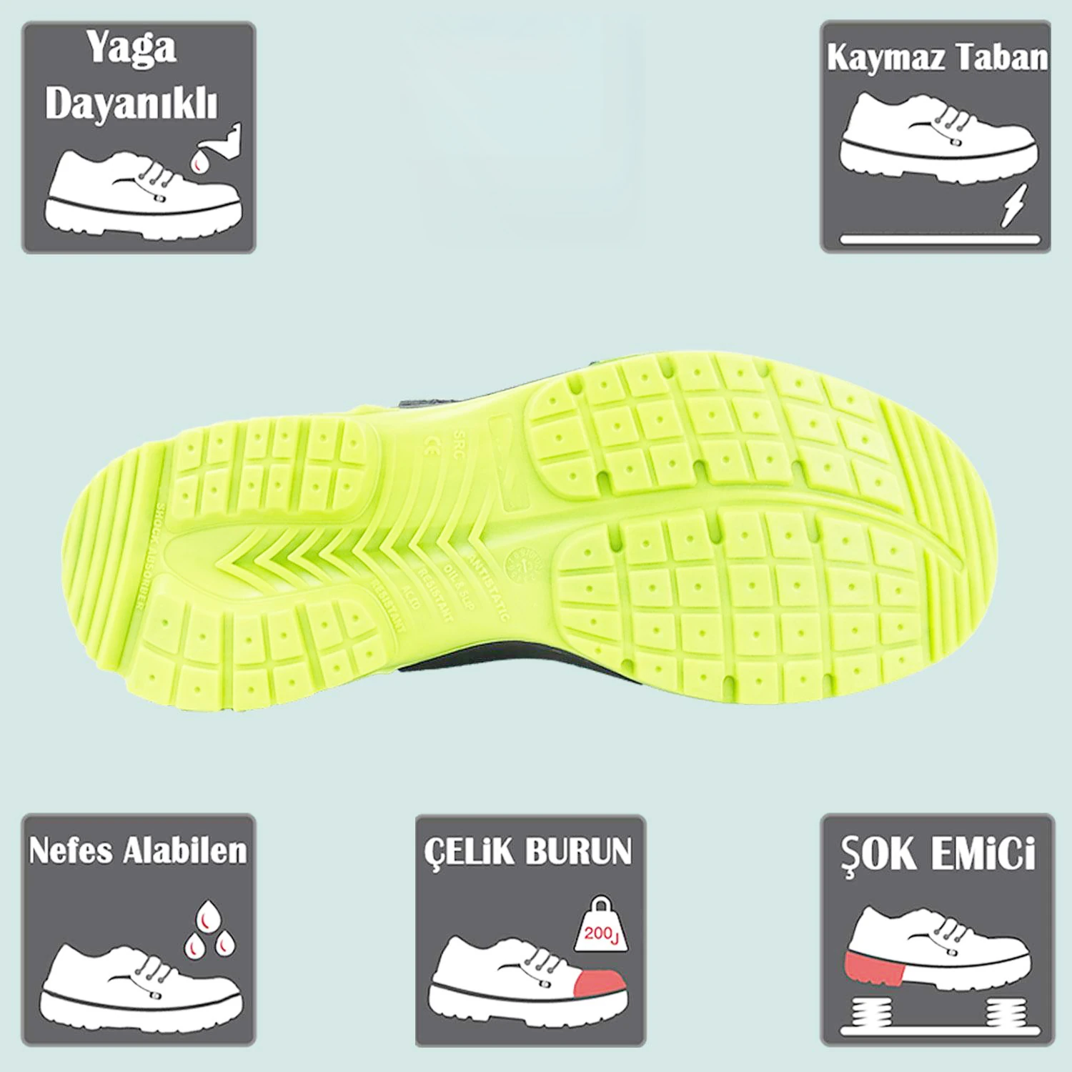 46 Numara İş Ayakkabısı Çelik Demir Burunlu Kauçuk Ara Tabanlı İş Güvenlik İnşaatçı Rahat Bağcıklı