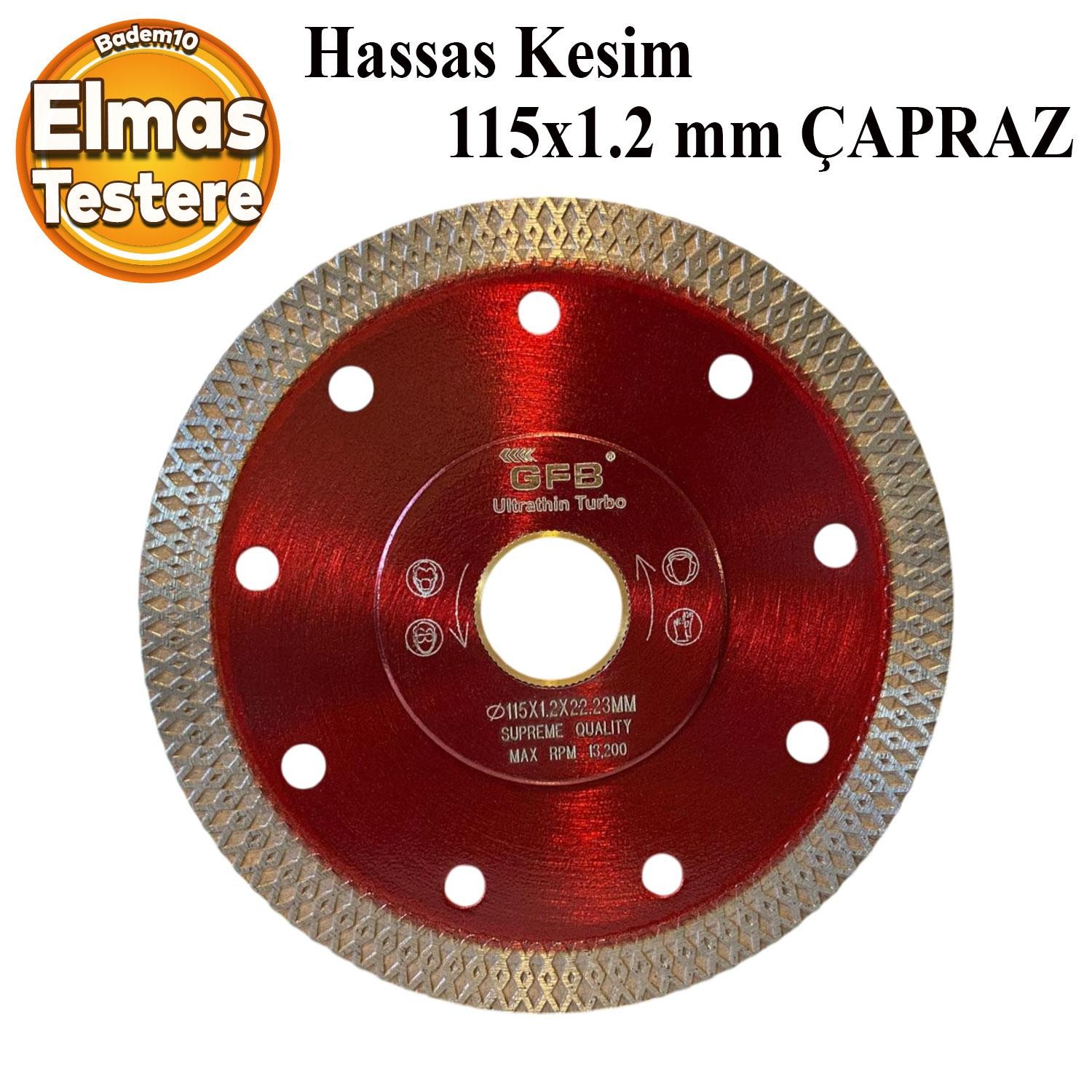 Elmas Testere Çapraz Beton Ahşap Seramik Mermer Porselen Fayans Sulu Kuru Kesme Kesici Disk 115 mm